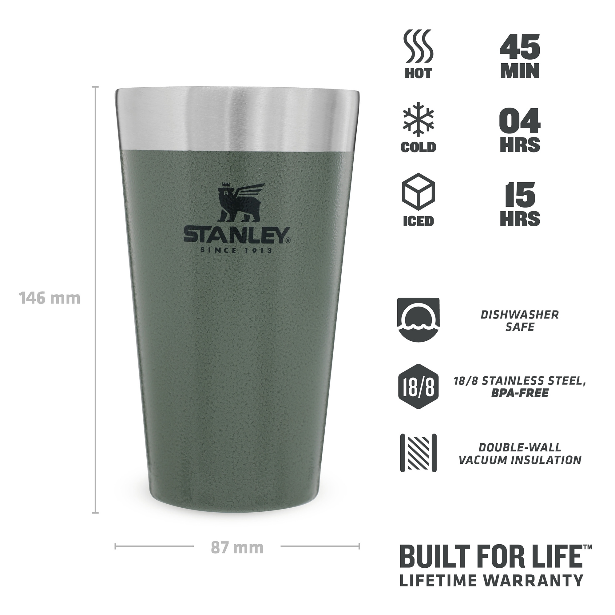 Stanley - Adventure Pint - 0,47 L - hammerschlag grün
