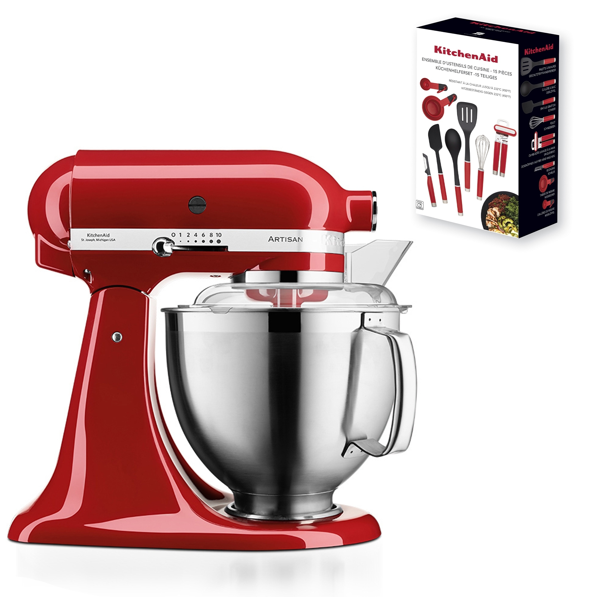 KitchenAid - Artisan Küchenmaschine 5KSM185PS - Set - Empire Rot