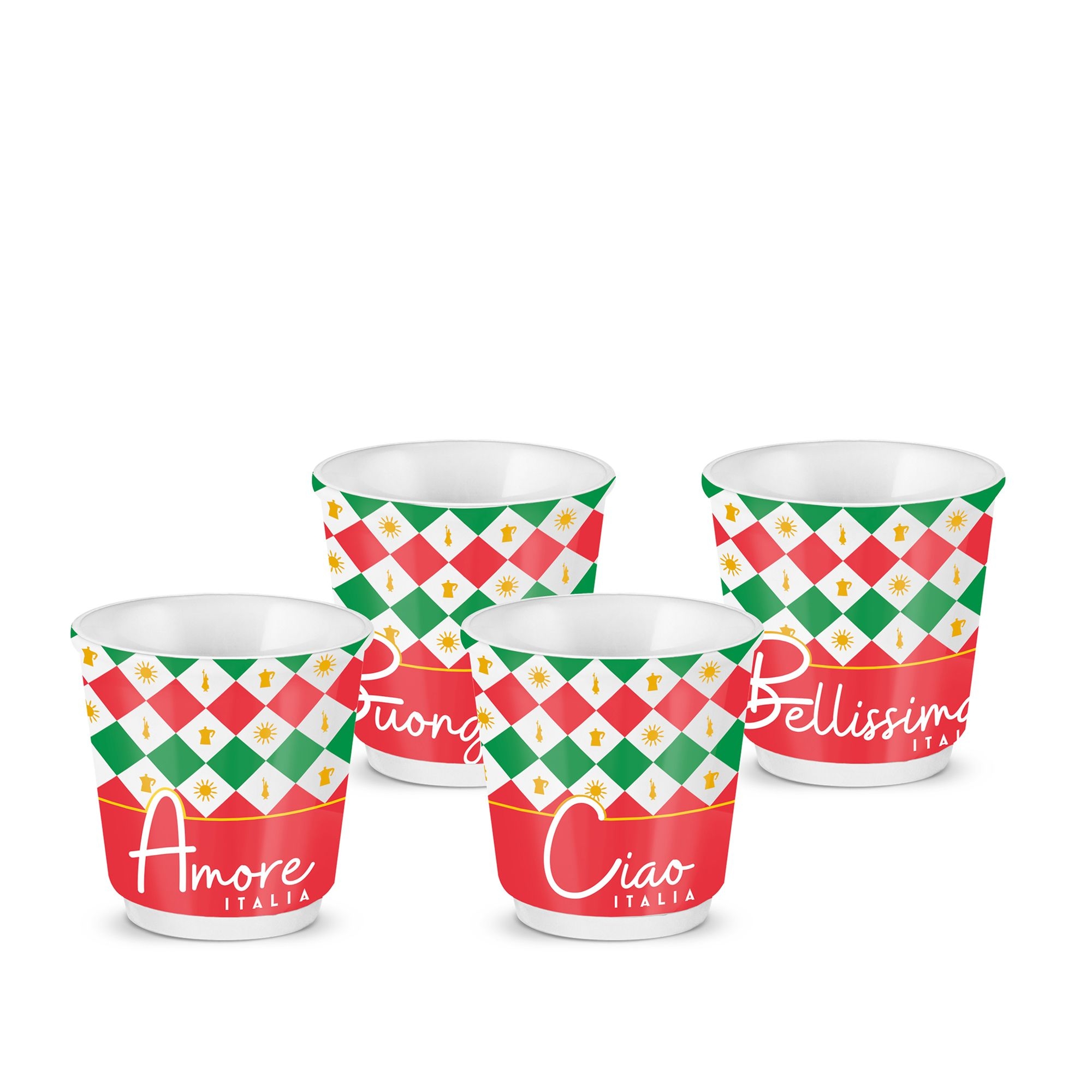 Bialetti - Ciao Italia Espressobecher-Set – 4 Porzellanbecher, je 80 ml