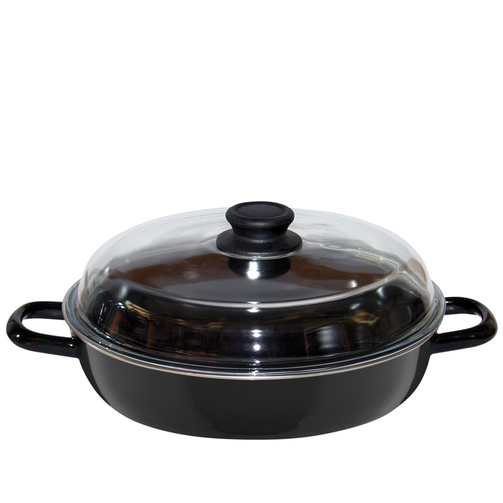 Riess CLASSIC - Black Enamel - Stewing Pan including glass lid