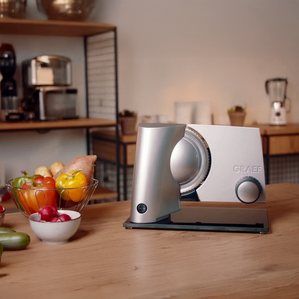 Graef S32020 TWIN food slicer on glass base