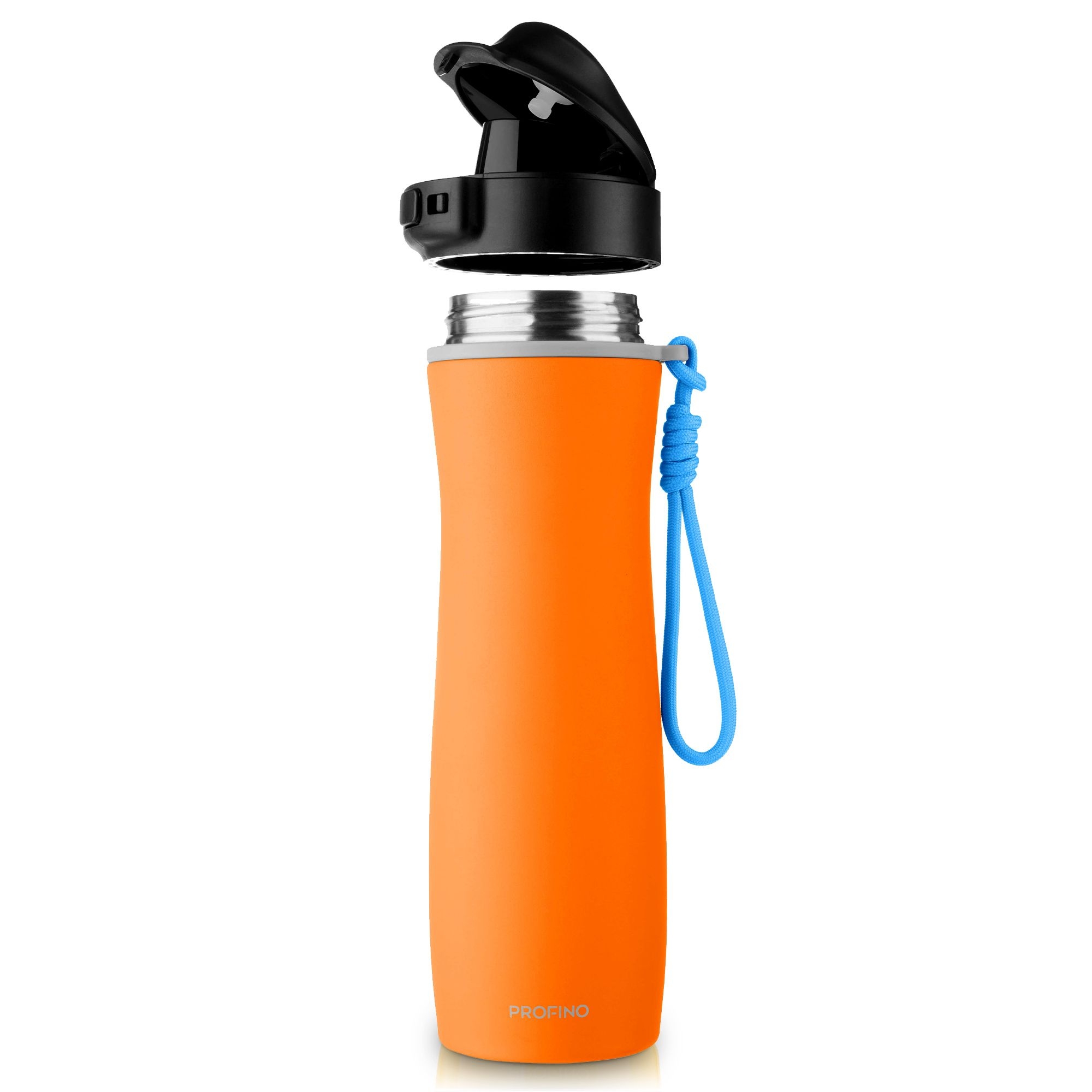 Profino - Stainless steel Active Sports Bottle - 600 ml - Orange