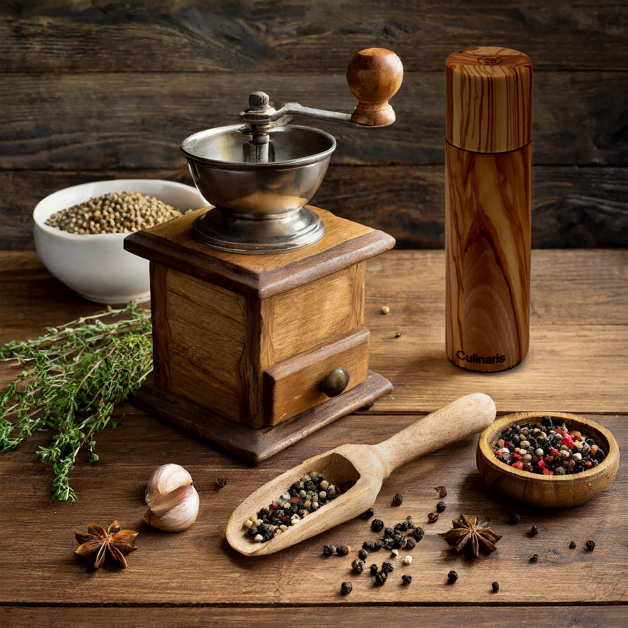 Pfeffer- & Salzmühle - 20 cm - Olivenholz | Culinaris Pfeffer- & Salzmühle - 20 cm - Olivenholz | Culinaris