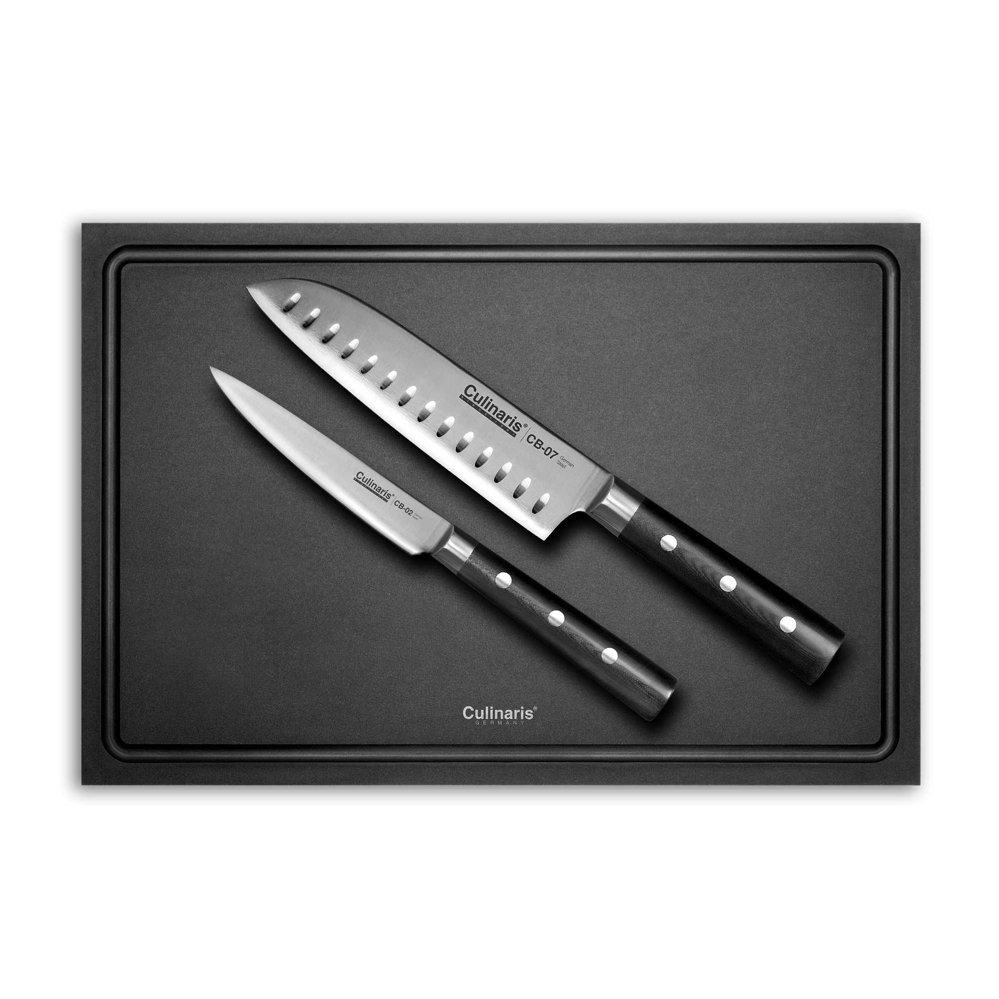Cutting board NERO + all-purpose knife + Santoku - 3 pcs. | Culinaris Cutting board NERO + all-purpose knife + Santoku - 3 pcs. | Culinaris