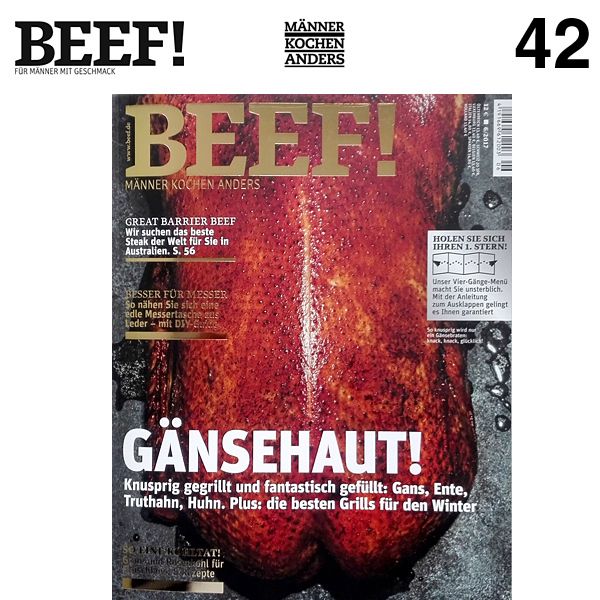 Titelbild BEEF! Magazin 42 mit Gänsebraten
