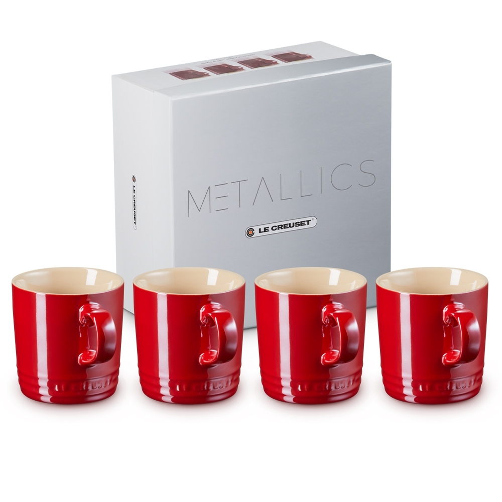 Le Creuset - Becher 350 ml - 4er Set Metallics Kirschrot Le Creuset - Becher 350 ml - 4er Set Metallics Kirschrot
