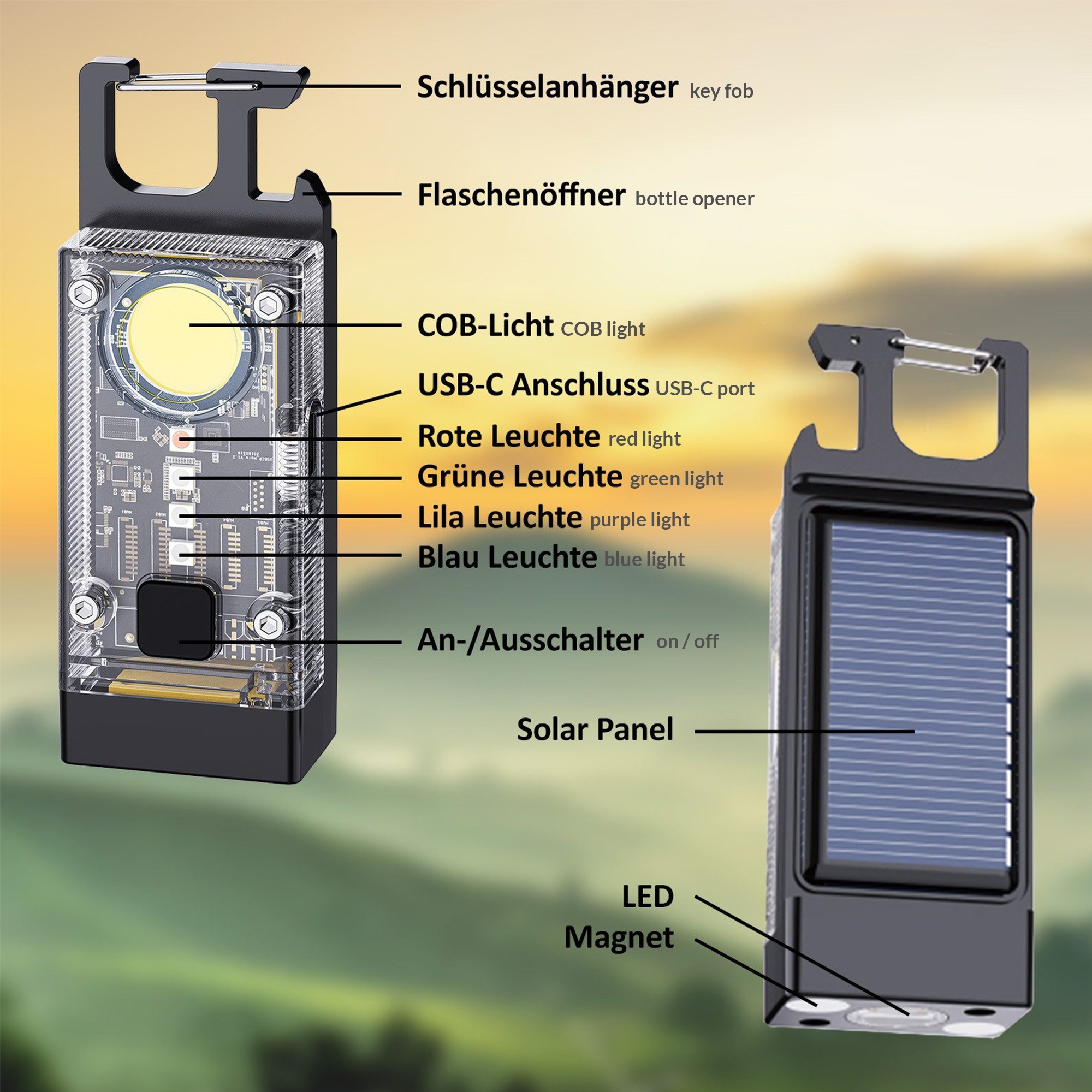 Genius - Solar key chain and light Genius - Solar key chain and light