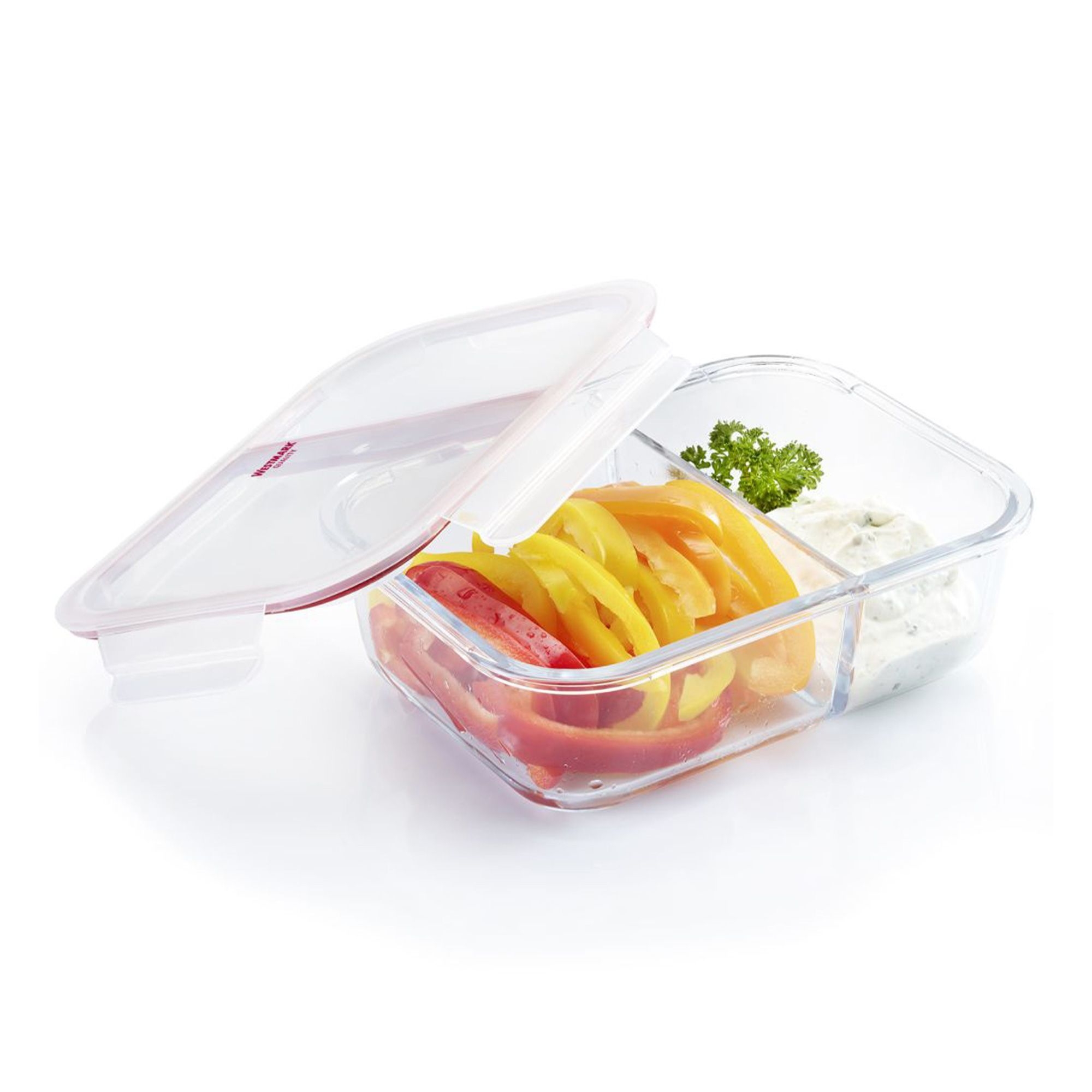 Westmark - Glass food storage box 1380 ml, with 2 separate compartment