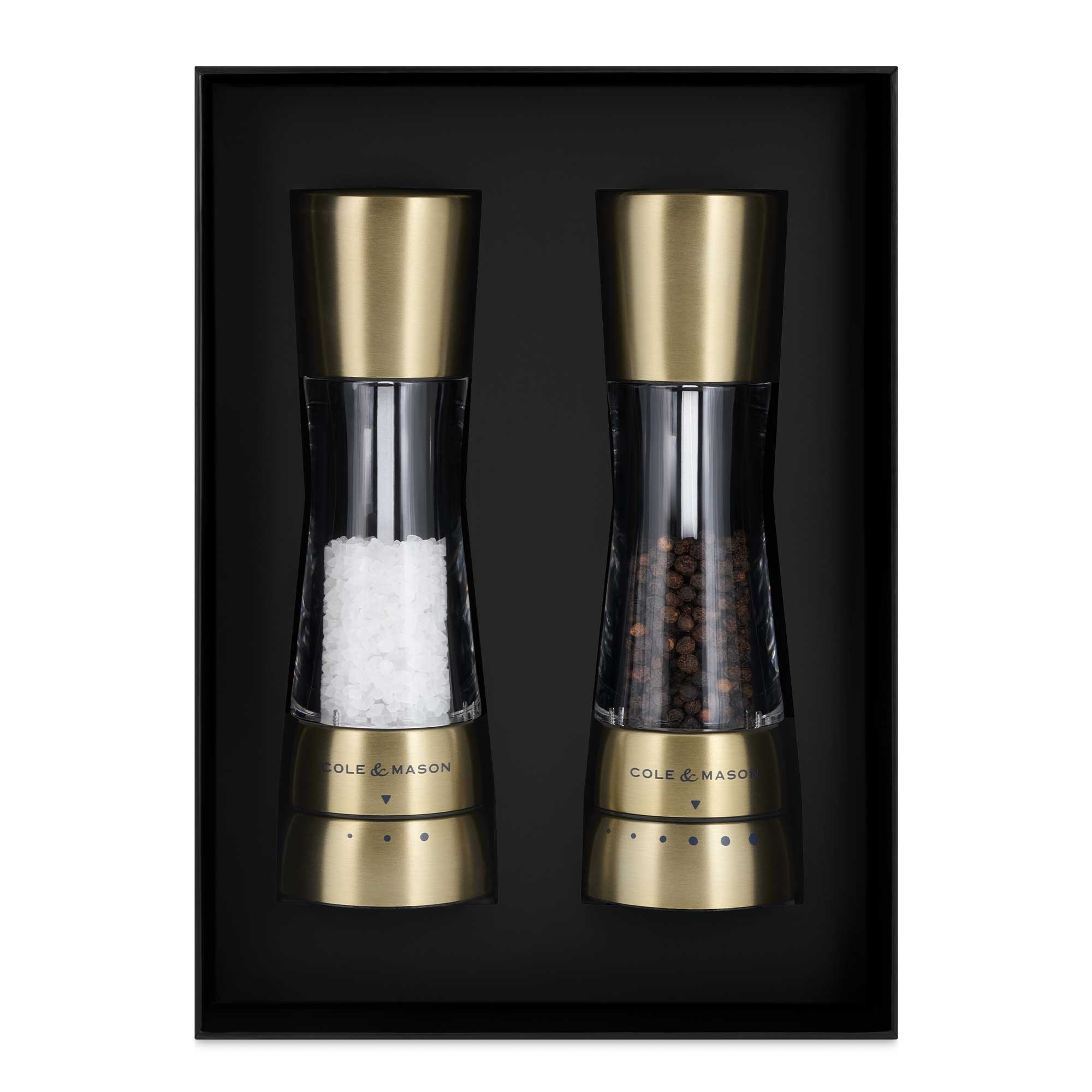 COLE & MASON - Derwent Pepper and Salt Mill Set | Matte Gold