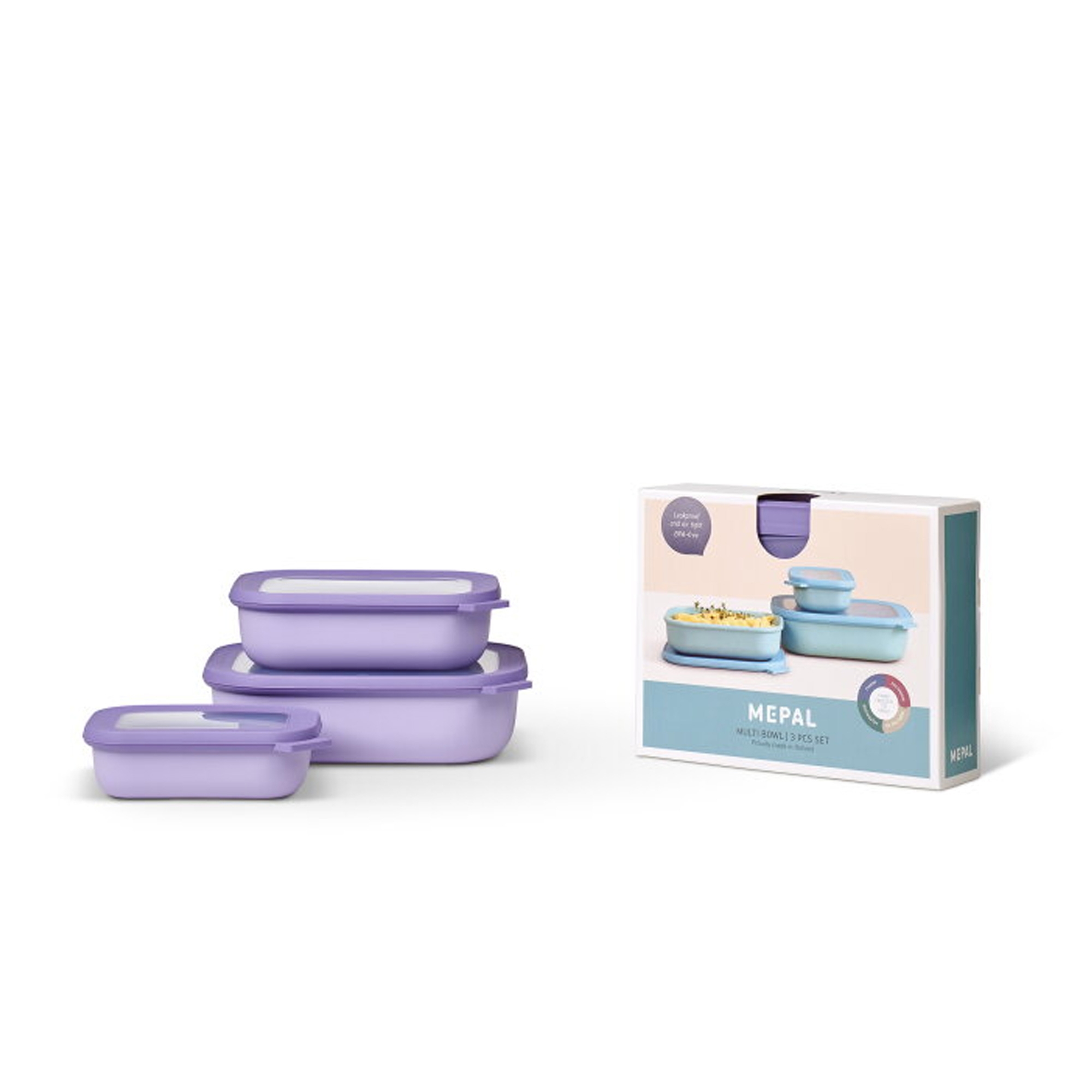 Mepal - Cirqula multi-bowl rectangular flat set 3-part - different colors Mepal - Cirqula multi-bowl rectangular flat set 3-part - different colors