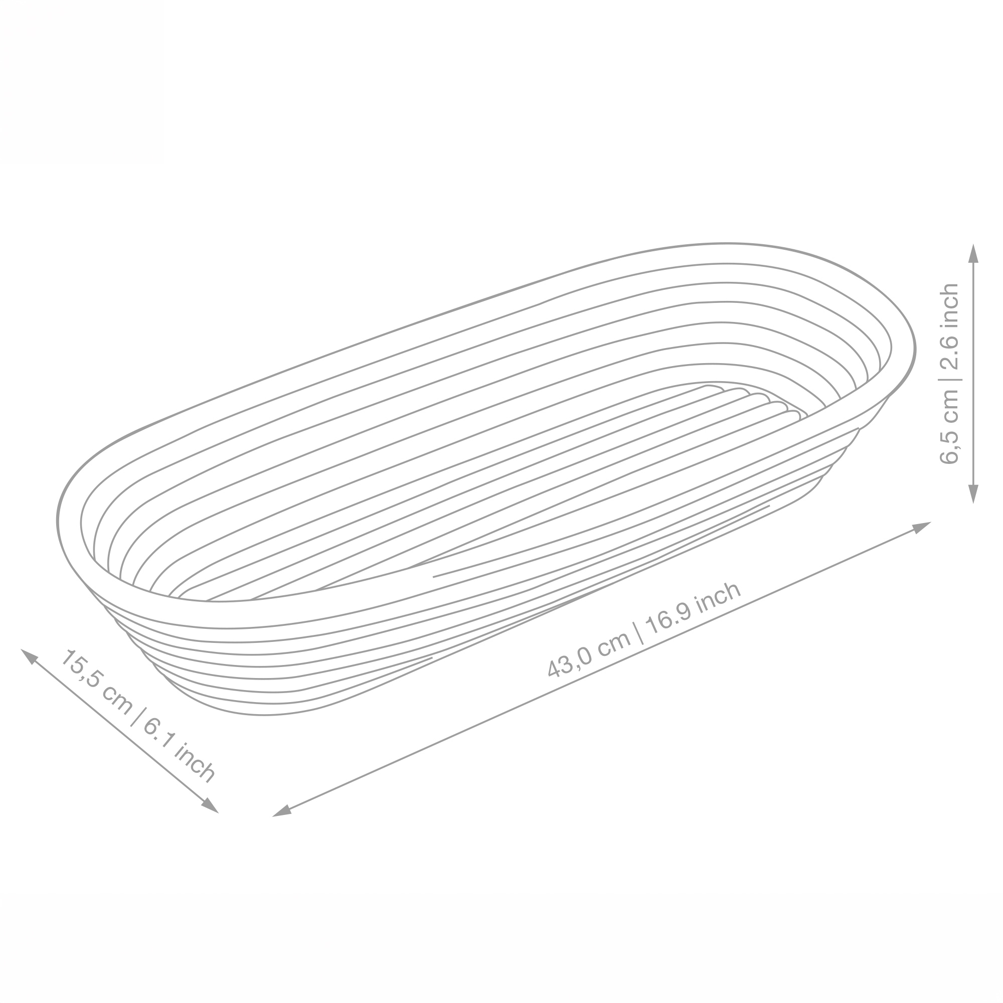 Proofing Basket elongated - PADEIRO - 43 cm | Culinaris