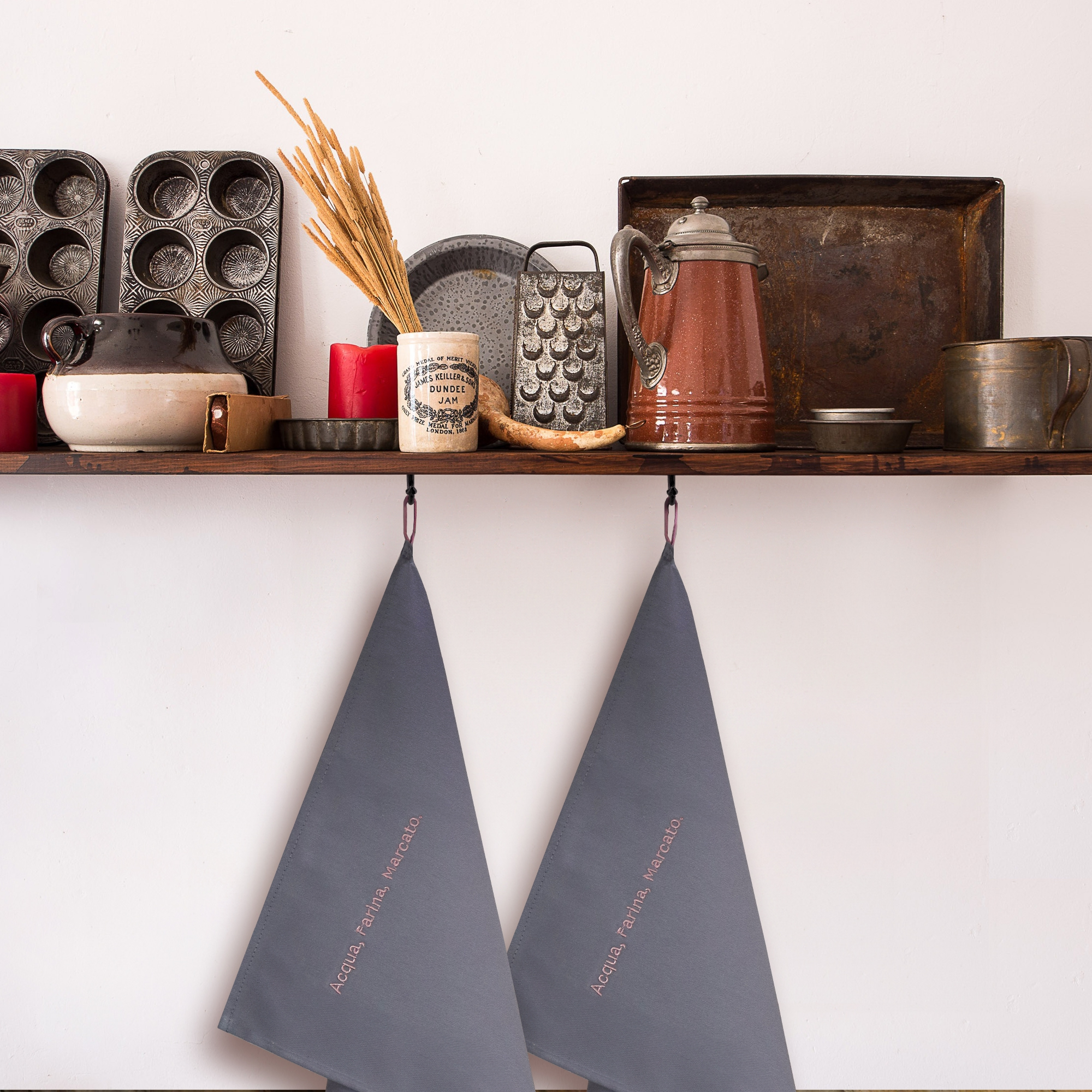 Marcato - Tea towel “Water and flour” - Grey|Rose