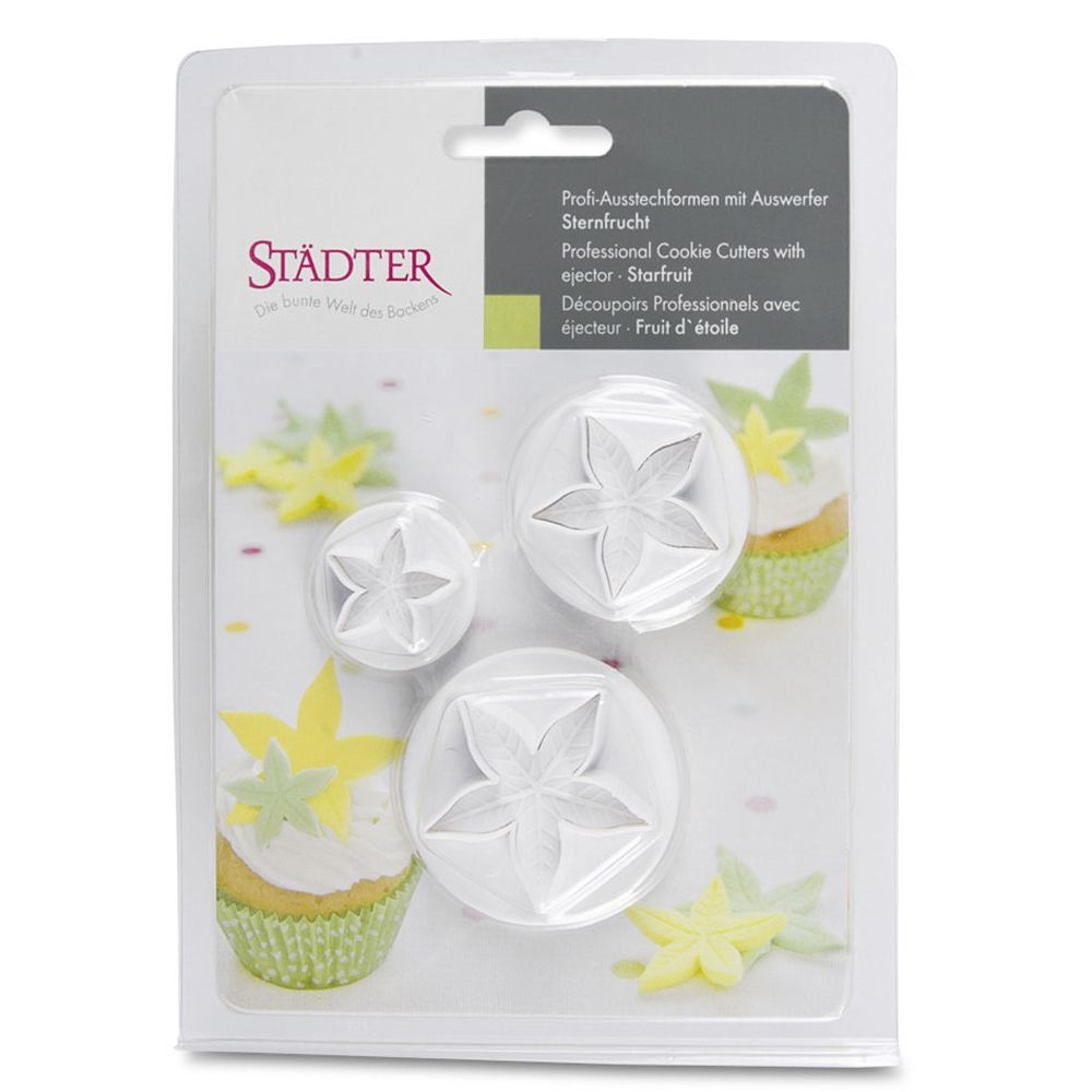 Städter - Ausstecher mit Auswerfer Sternfrucht - 20 / 35 / 40 mm - Set, 3-teilig Städter - Ausstecher mit Auswerfer Sternfrucht - 20 / 35 / 40 mm - Set, 3-teilig