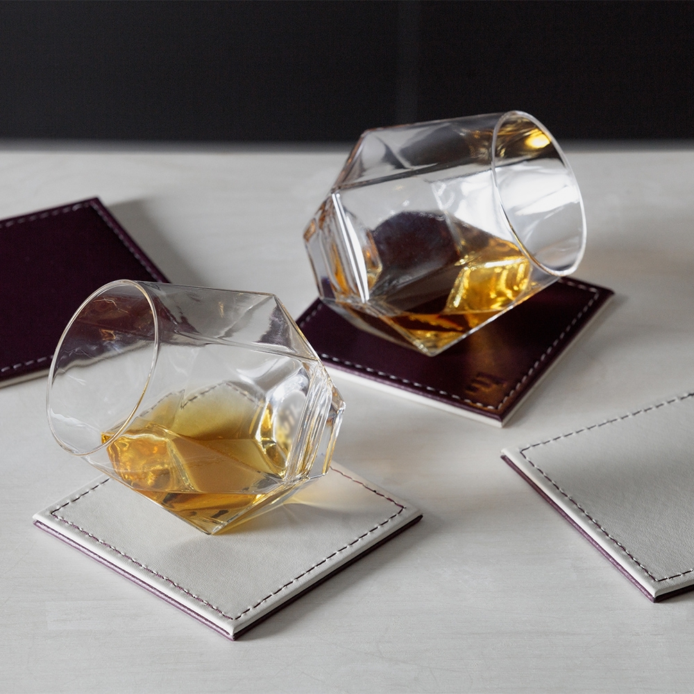 Freeform - DUO - Glass coaster set of 4