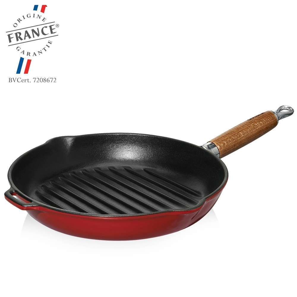 Chasseur - Grill pan with wooden handle 28 cm | Red