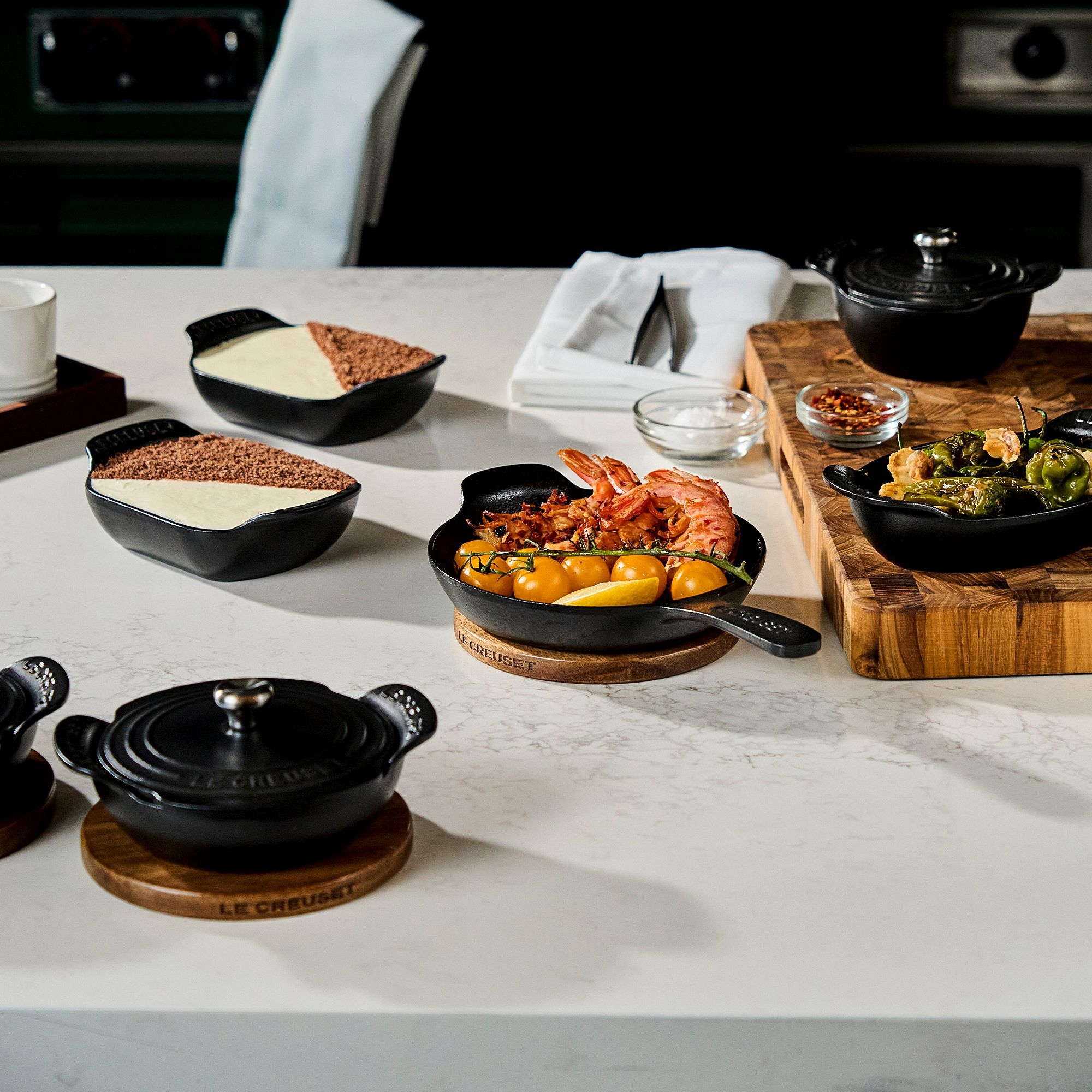 Le Creuset - Mini cocotte set of 4 without lid - Black matt - Gourmand Collection Le Creuset - Mini cocotte set of 4 without lid - Black matt - Gourmand Collection