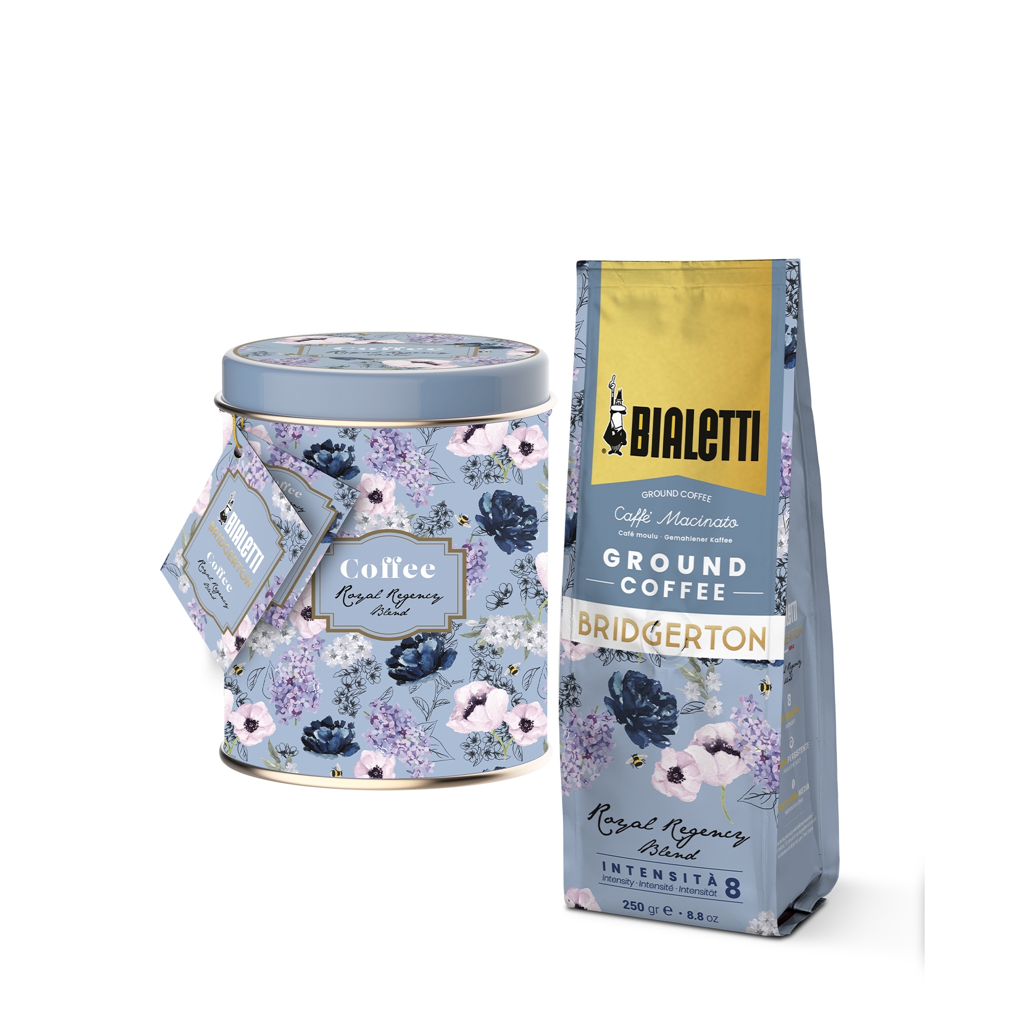 Bialetti - Design-Kaffeedose und Royal Regency Blend Kaffee, gemahlen - Bridgerton