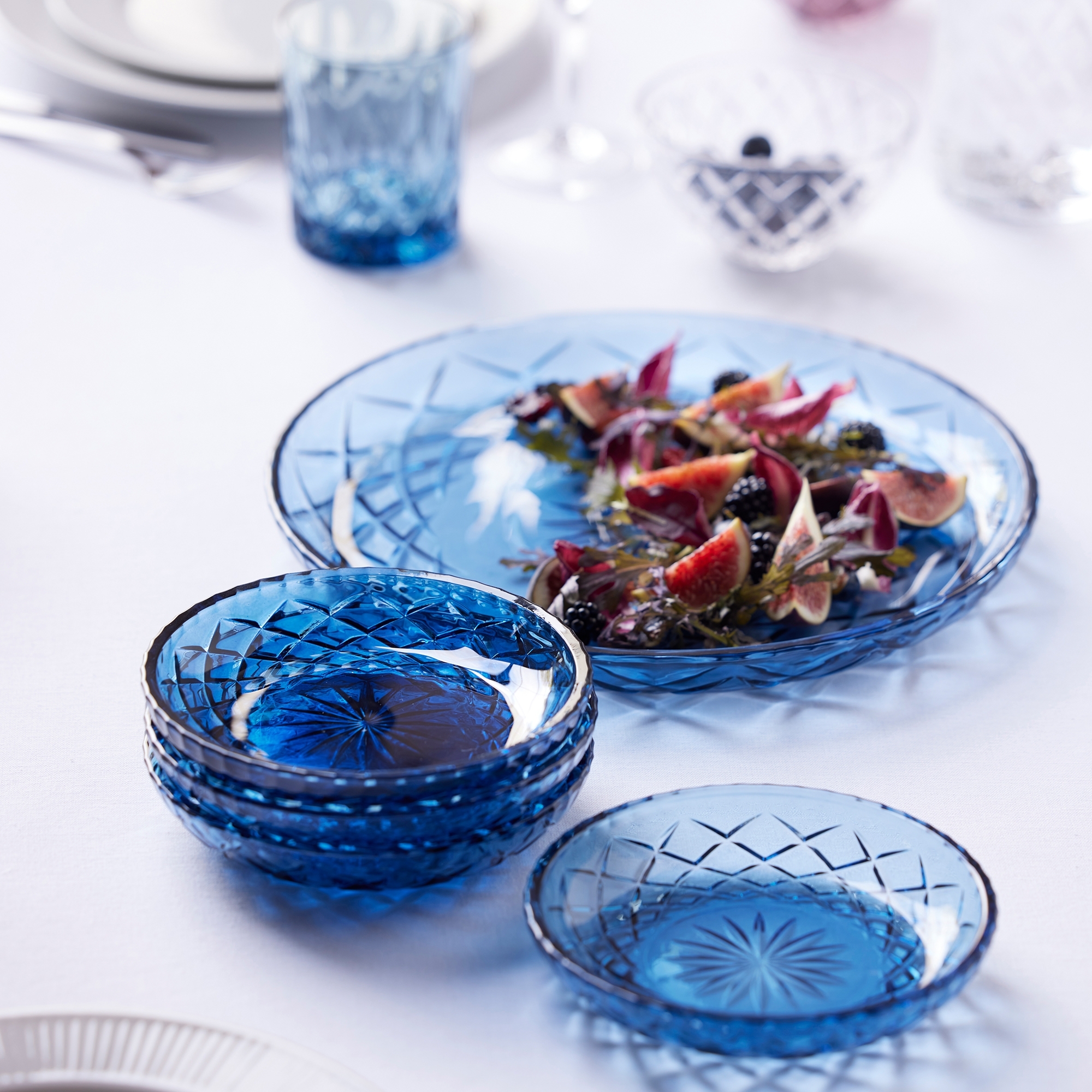 Lyngby Glass - Sorrento - Plate 16 cm - Blue - 4 pcs.