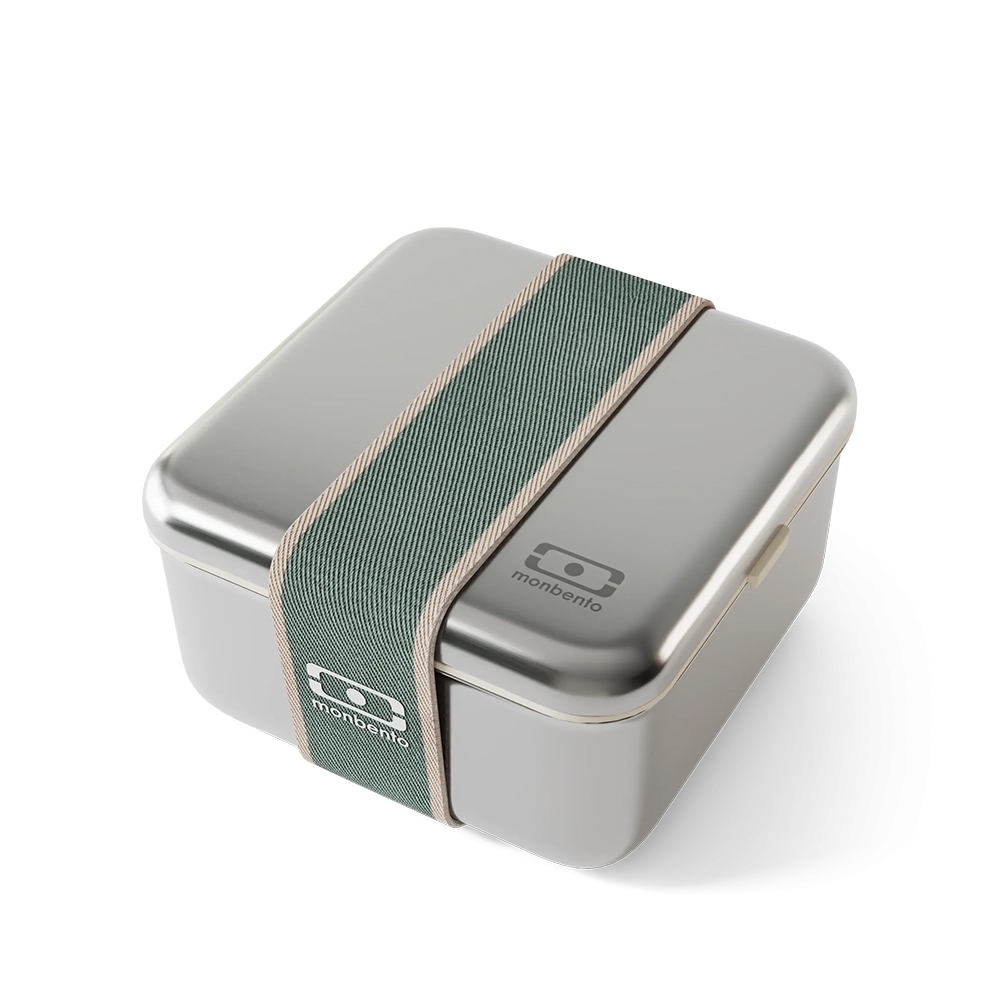 monbento - Sense L stainless steel lunch box, natural green