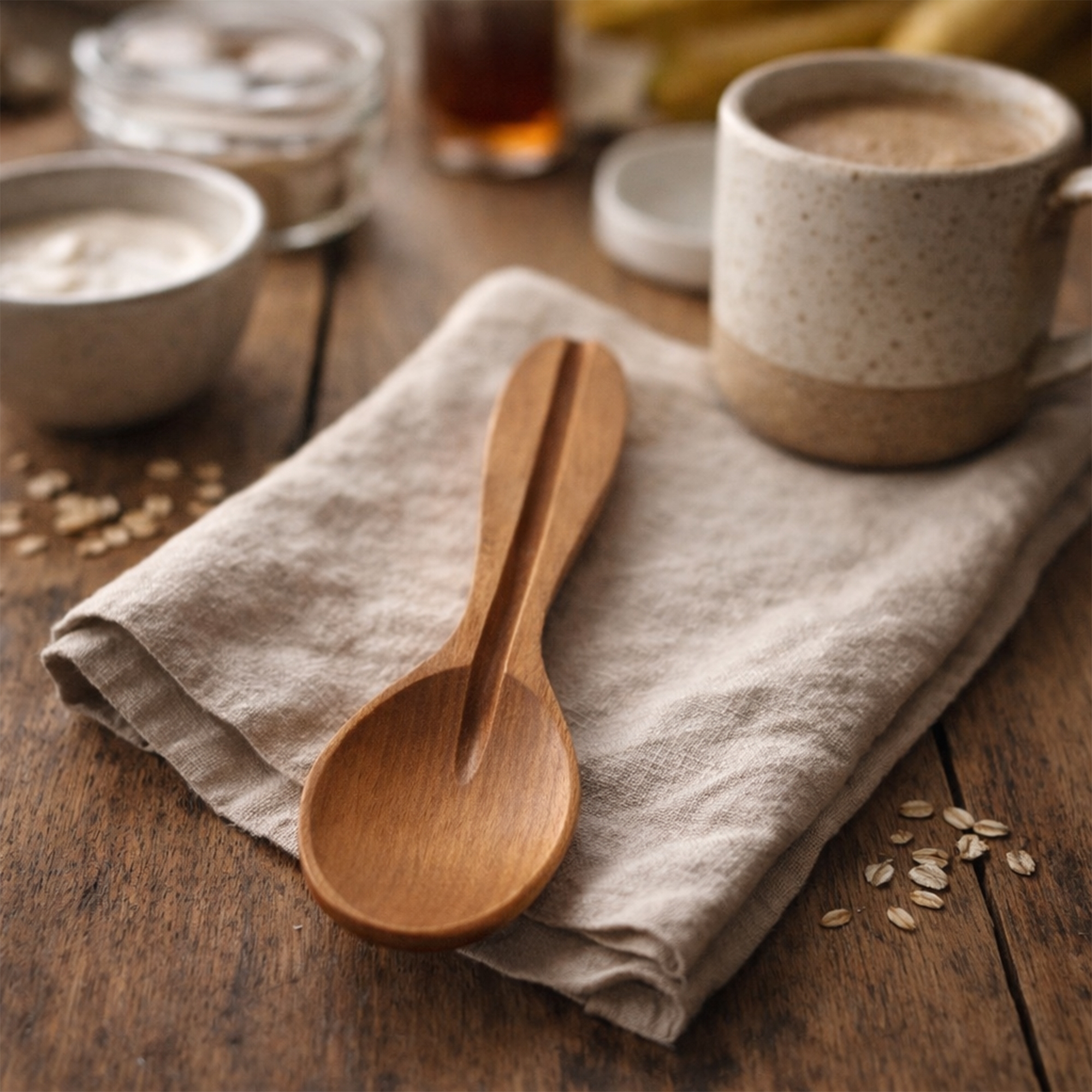 Culinaris cherry wood tasting spoon, 18.5 cm, on cloth