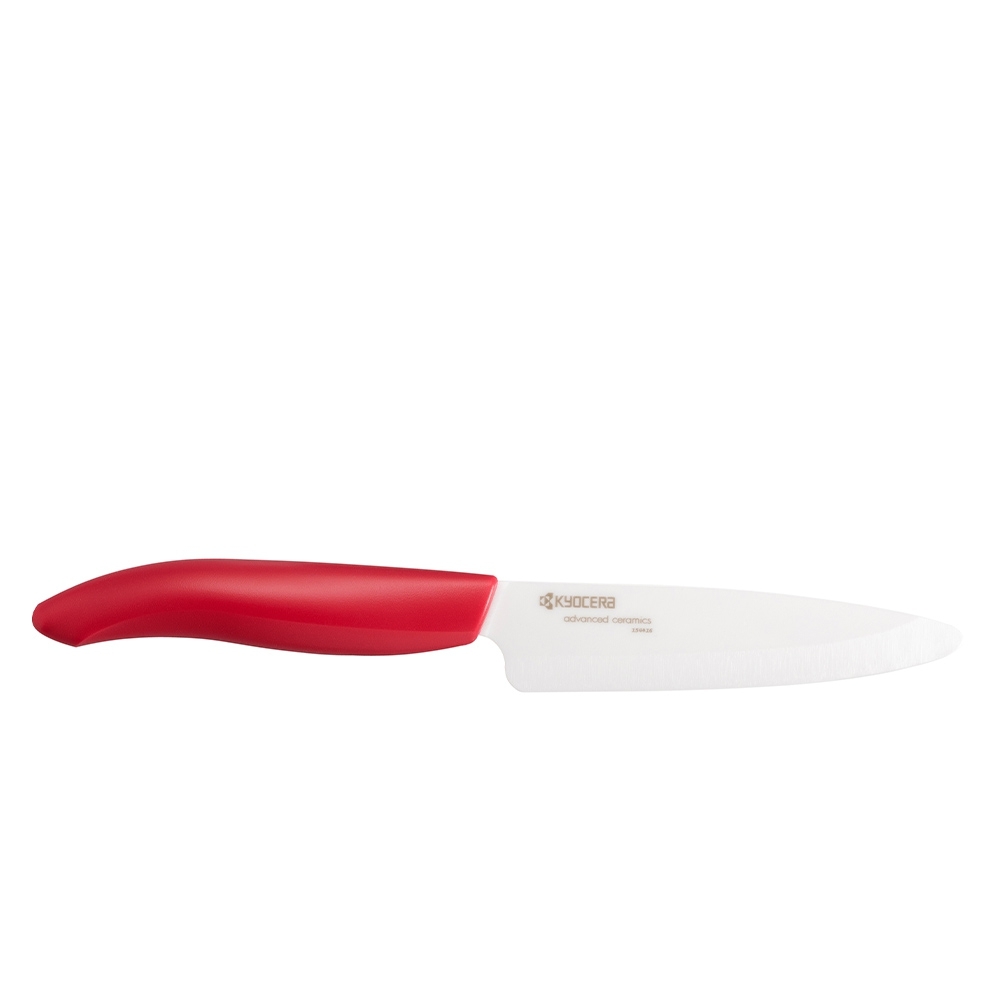 2 Kyocera ceramic knives 11 & 14cm + peeler + board