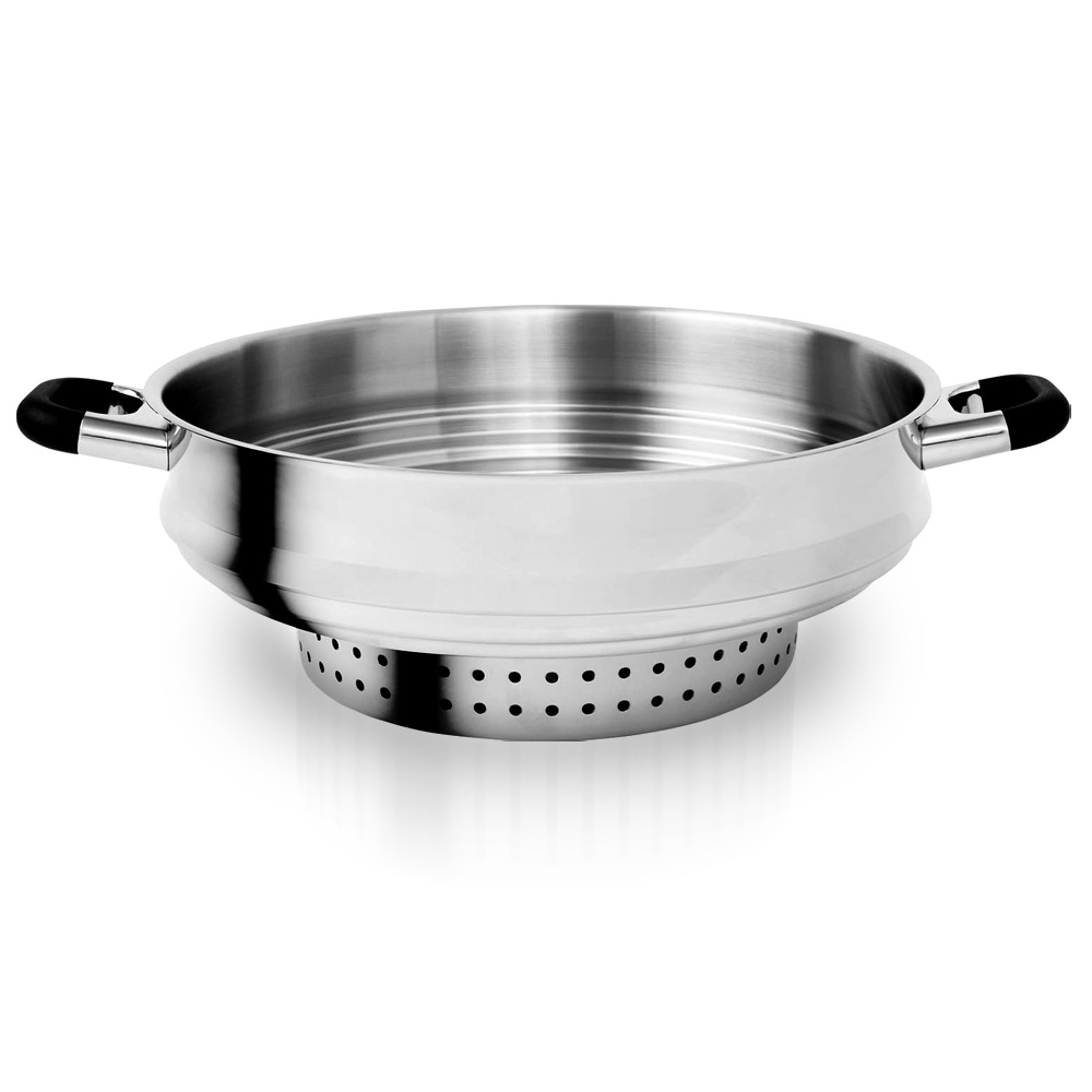 Runder Edelstahl-Dämpfeinsatz mit Griffen
