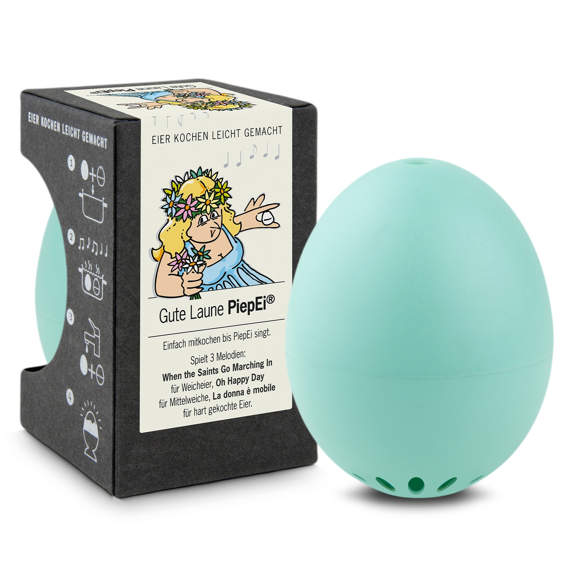 Gute Laune PiepEi zum Eierkochen in Türkis
