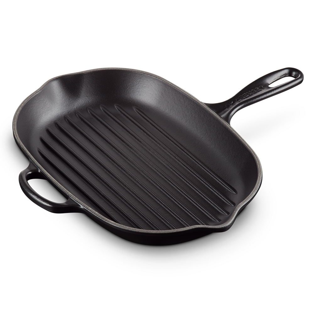 Le Creuset - Signature oval Skillet Grill - Black
