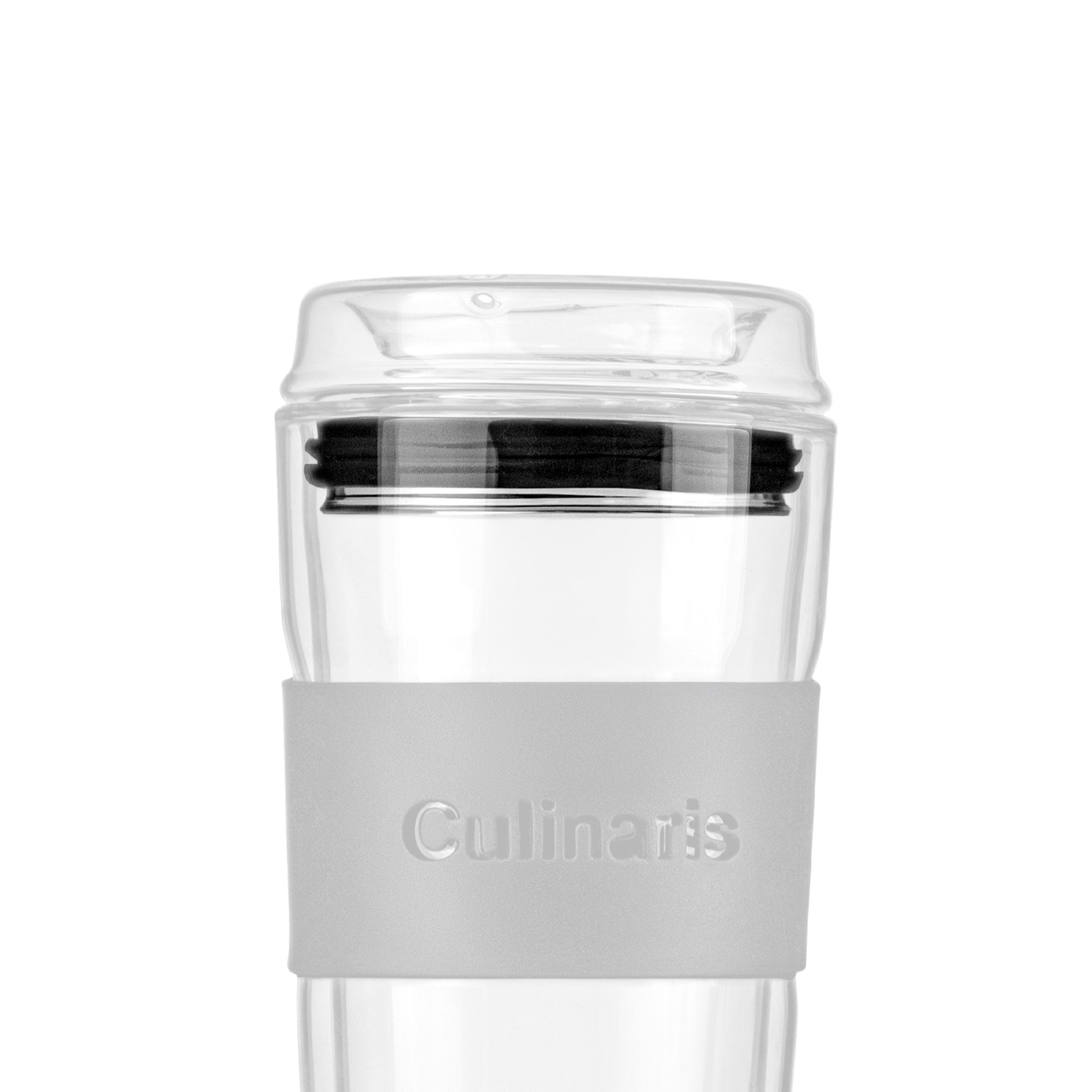 Set - Glasmug + Silikonhülle + Dichtungsring - mint/schwarz | Culinaris