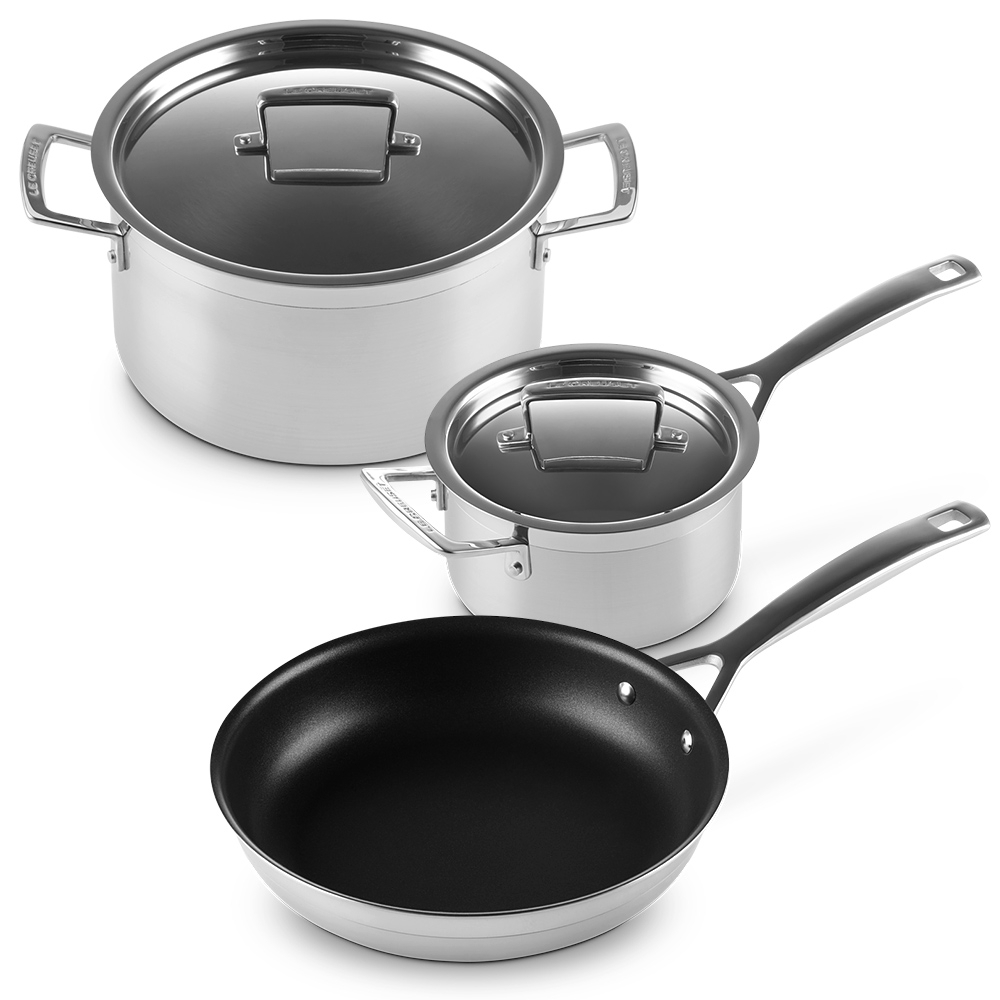 Le Creuset - 3-ply Stainless Steel 3-piece Cookware Set