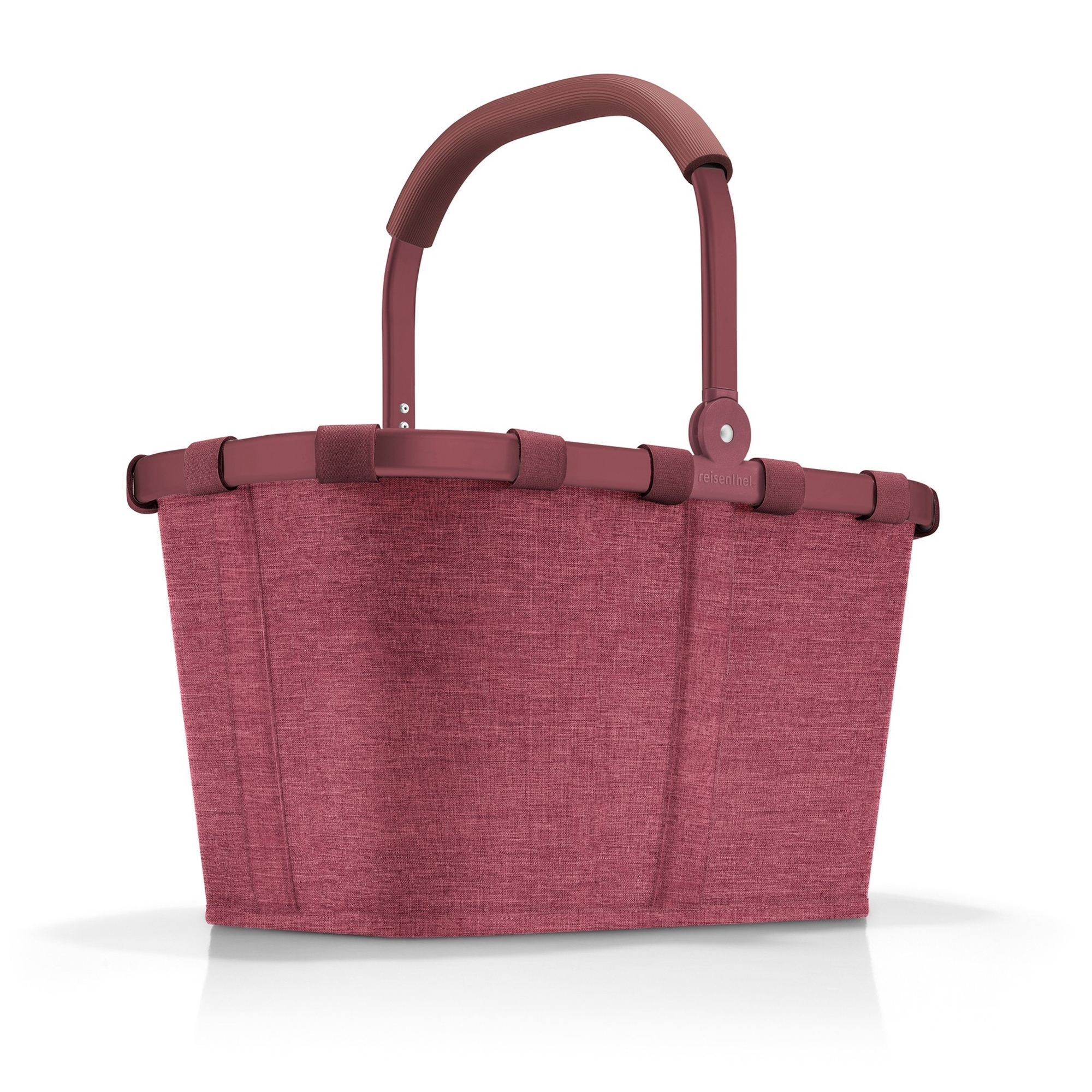 Foldable shopping basket in burgundy with sturdy handle