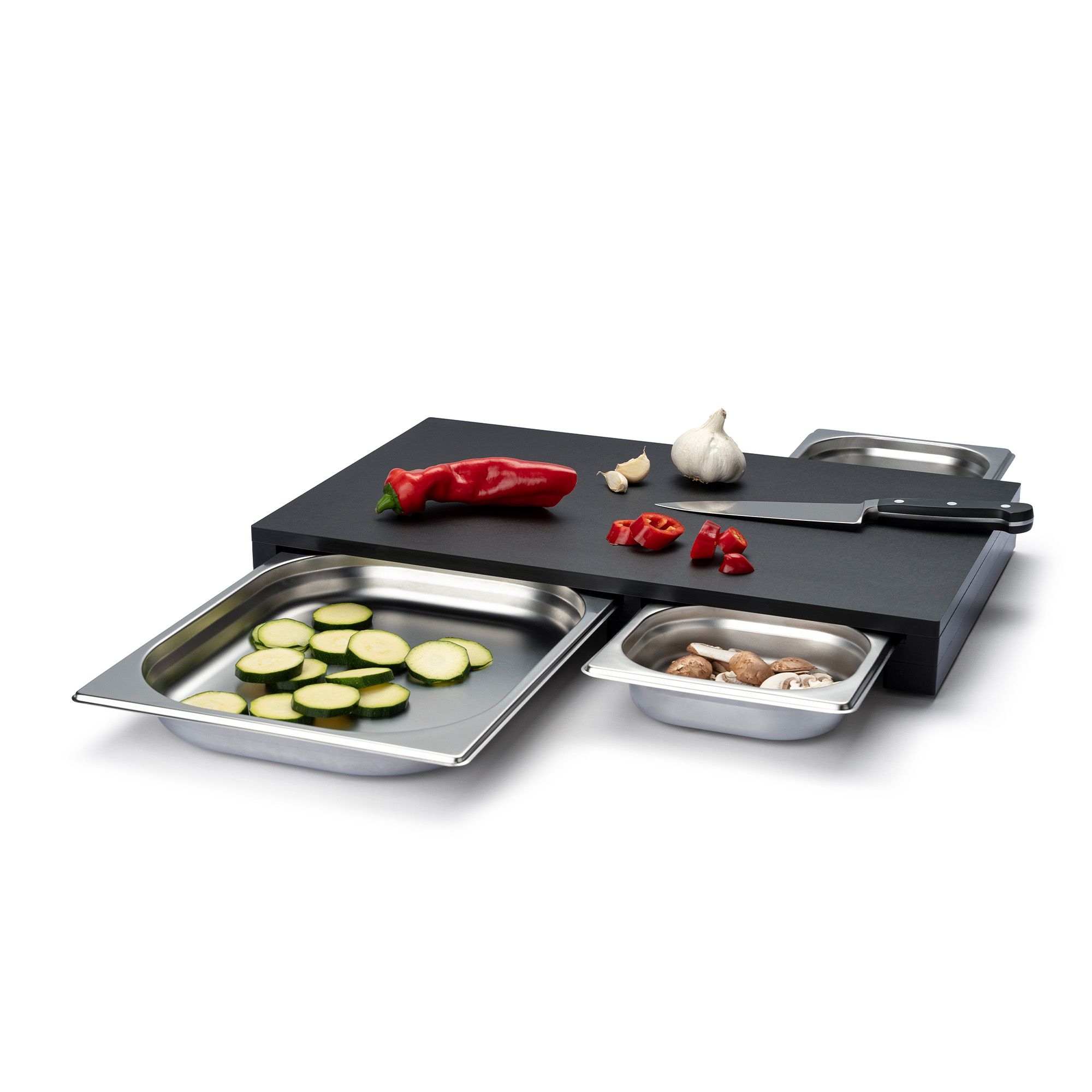 Continenta - DURACORE chopping board with stainless steel drawer 49.5 x 32.6 x 5 cm