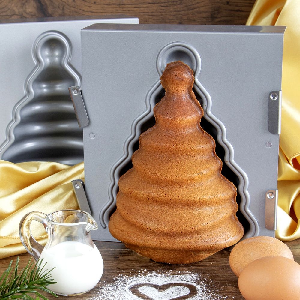 Städter - We-Love-Baking Fir tree - 19 x 21 x 13 cm silver - 3-D Cake pan