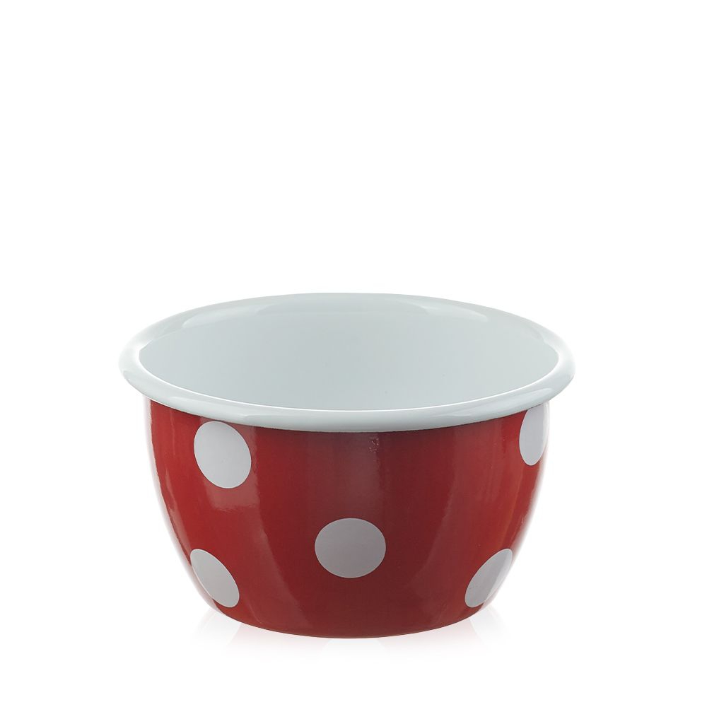 Münder Email - bowl - dots red/white 14 cm