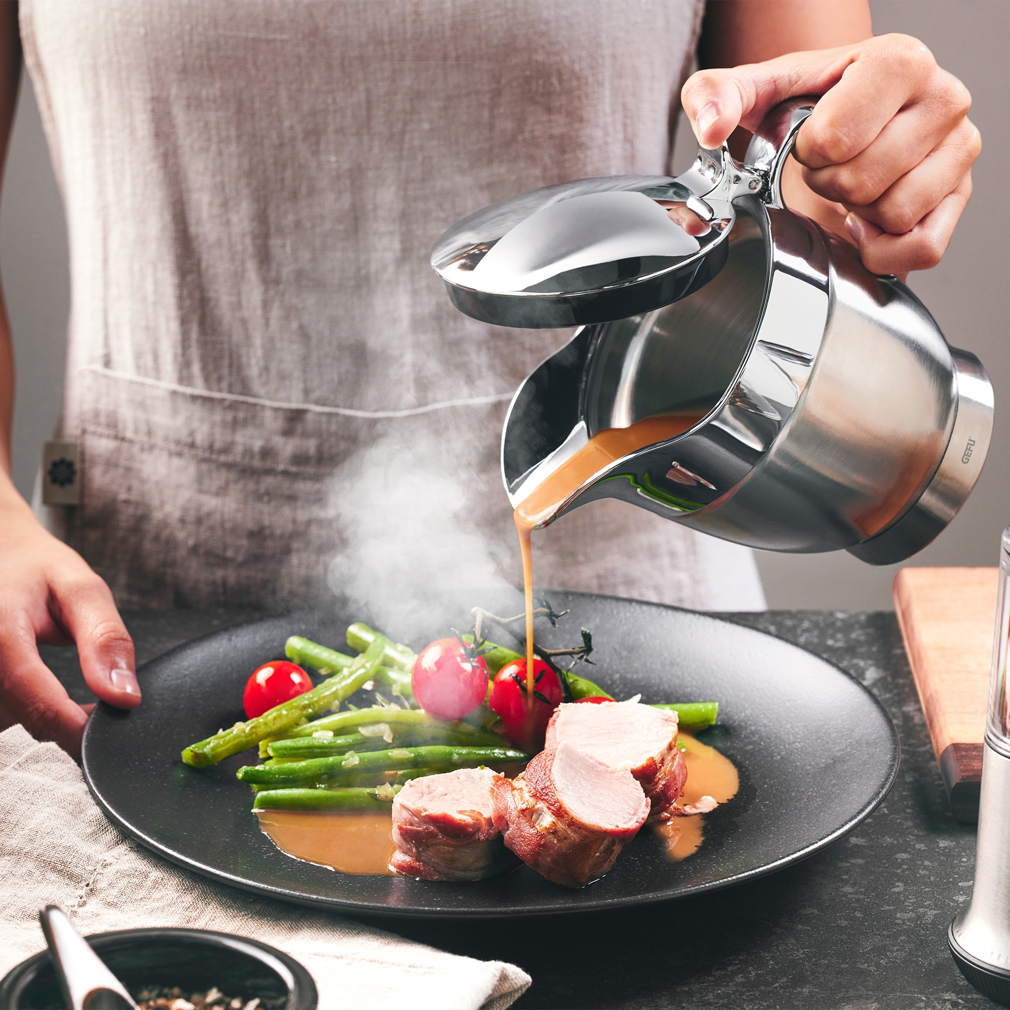 Doppelwandige Edelstahl-Thermoschale mit Deckel