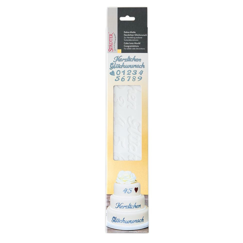 Städter - Cake lace mould Happy birthday - 39,5 x 7,5 cm - Silicone