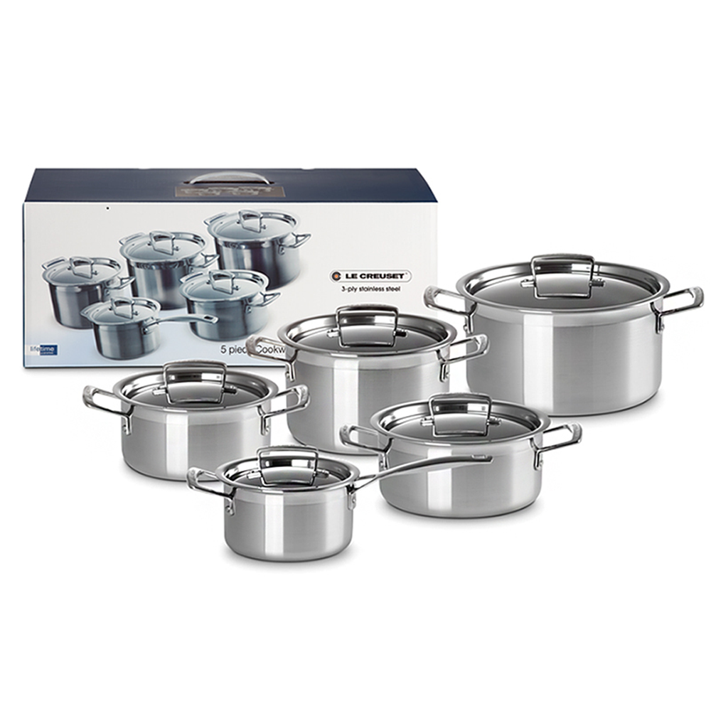 Le Creuset - 3-ply 5-teiliges Topfset aus Edelstahl