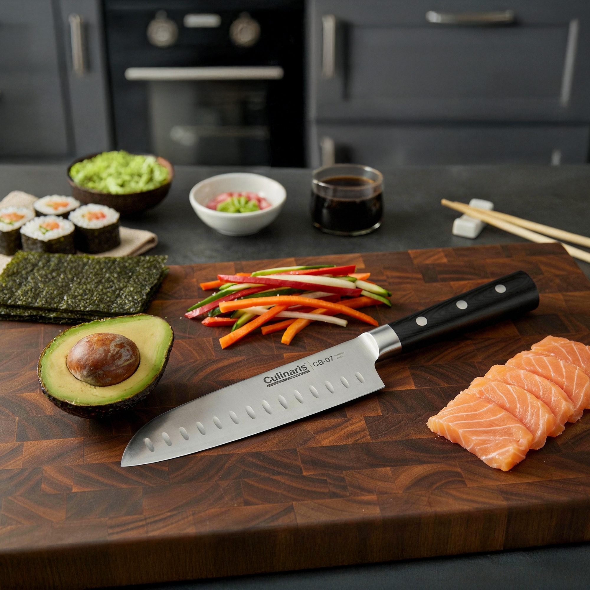 Santoku large Black Series 18 cm CB-07 by Culinaris