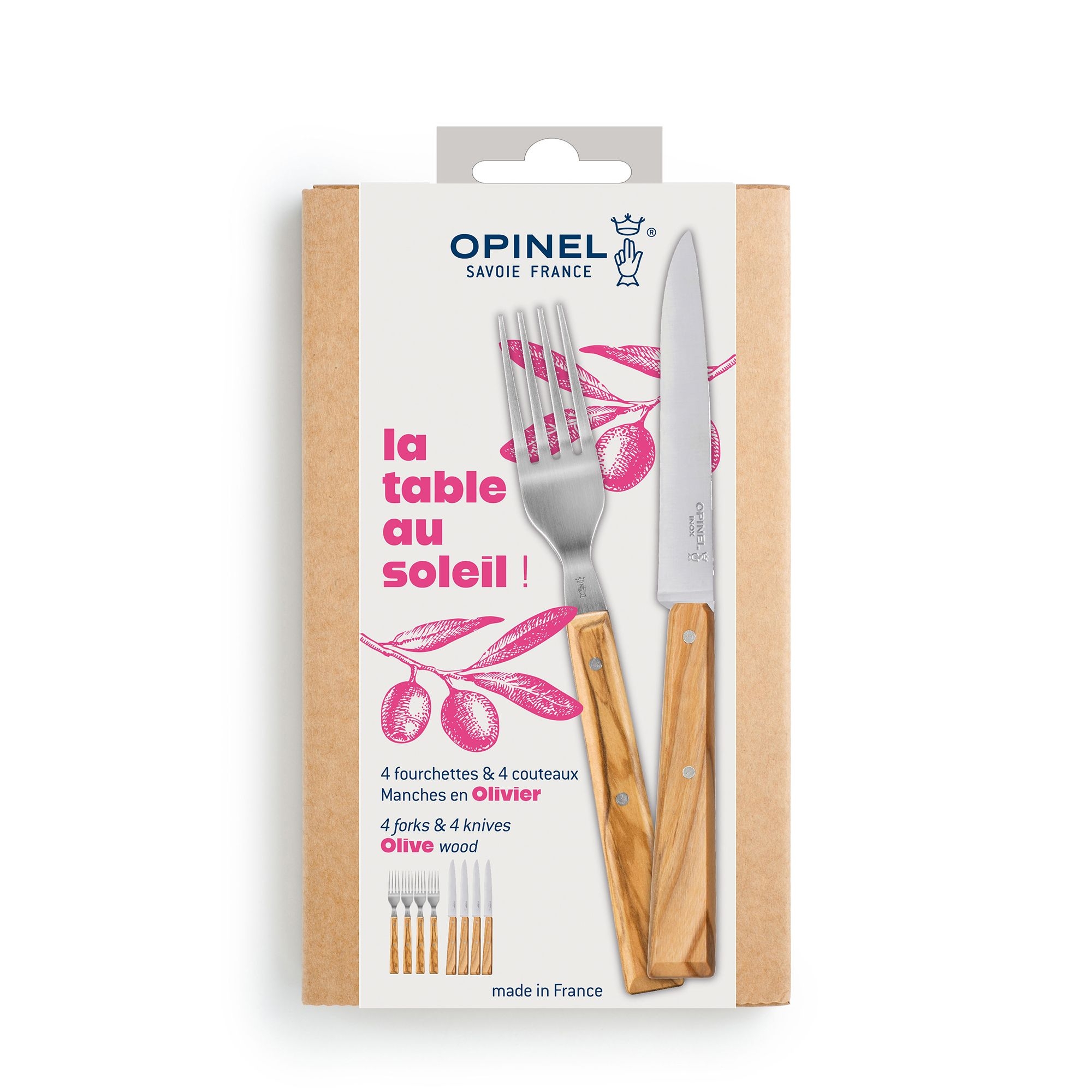 Opinel - LA TABLE AU SOLEI Set - 8-piece - Olive wood