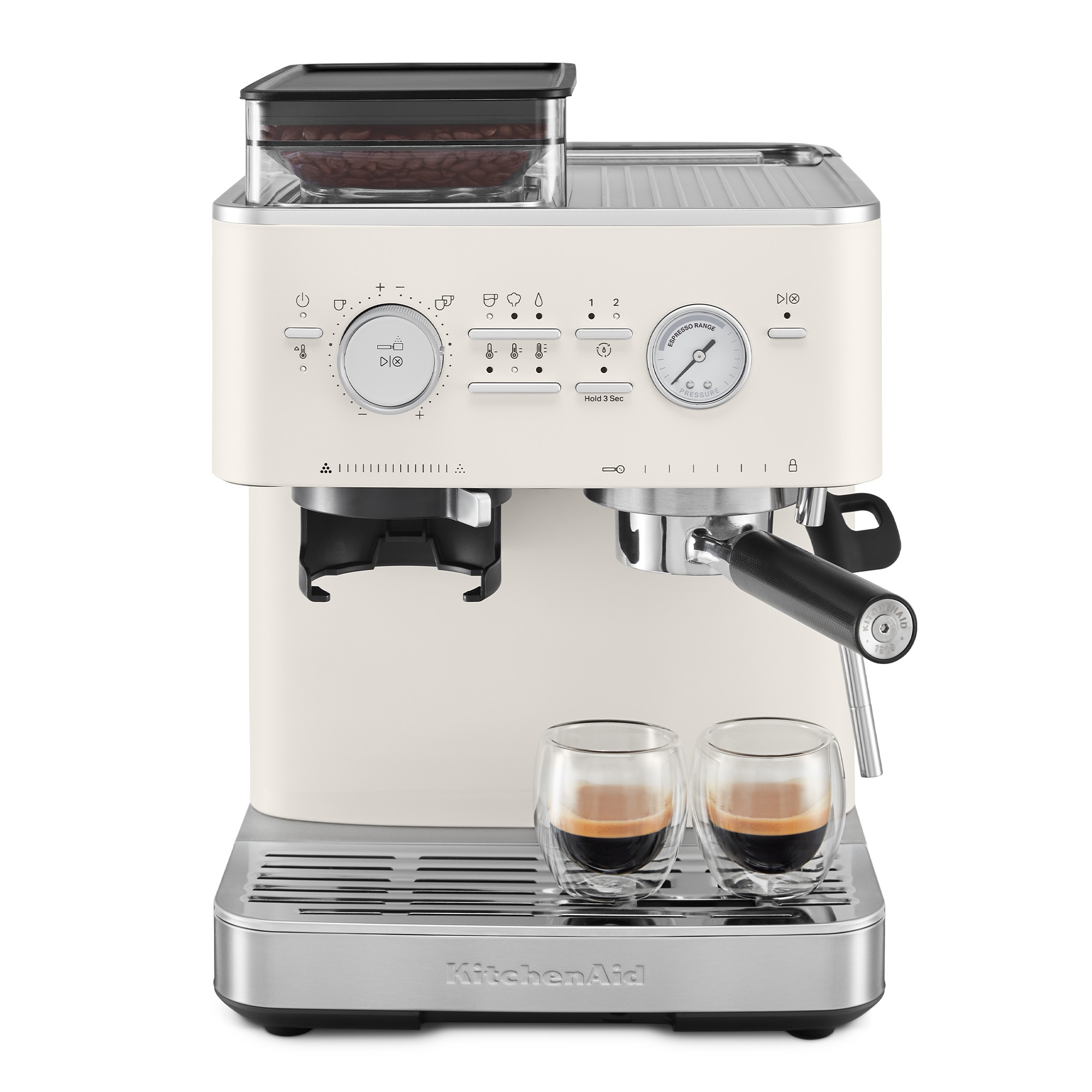 KitchenAid - Semi-automatic espresso machine with coffee grinder - Porcelain White KitchenAid - Semi-automatic espresso machine with coffee grinder - Porcelain White