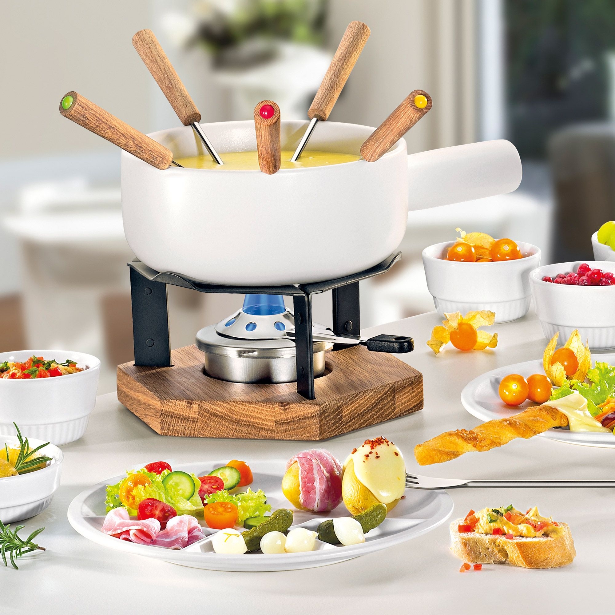 Spring - WINTERTHUR cheese fondue set - white Spring - WINTERTHUR cheese fondue set - white