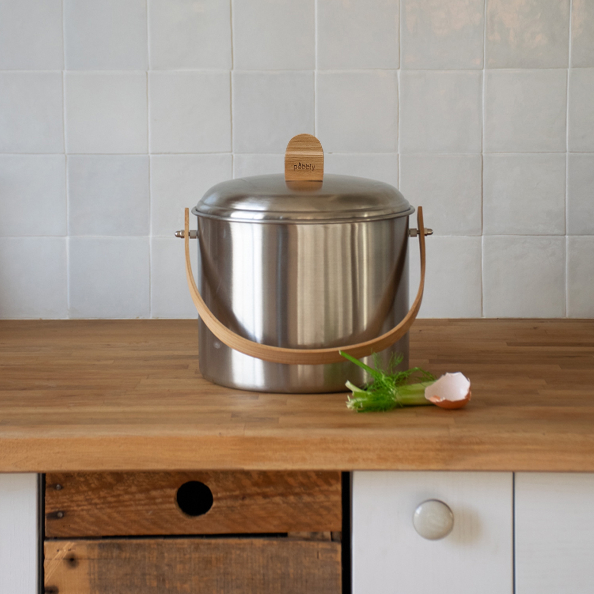 Pebbly - Stainless steel compost bin 7 L