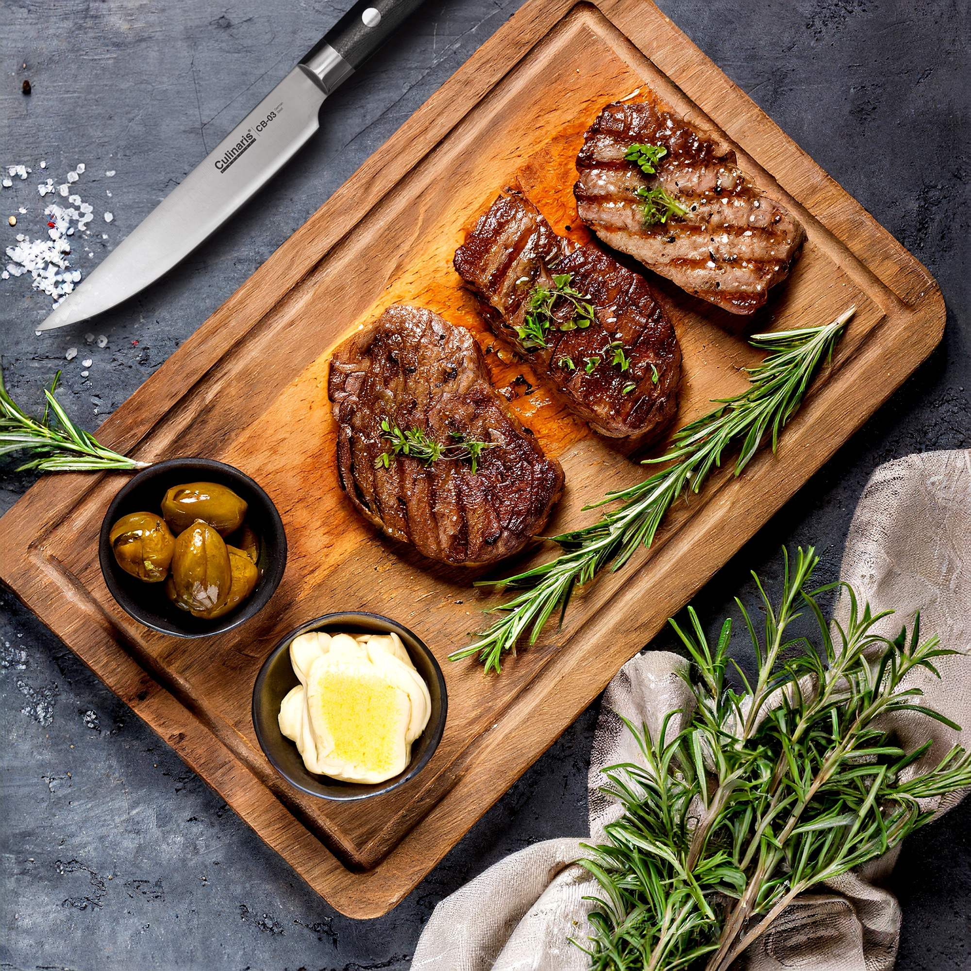 Steakmesser - Black Serie - 13,5 cm - CB-03 | Culinaris Steakmesser - Black Serie - 13,5 cm - CB-03 | Culinaris