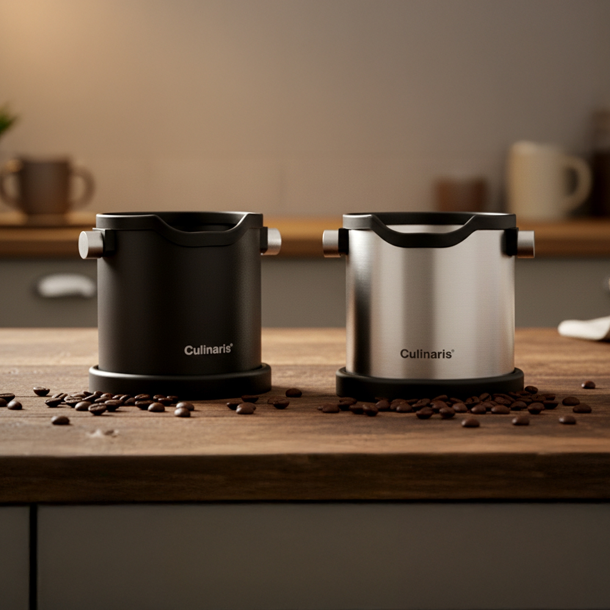 Culinaris espresso knock box in black matt on countertop