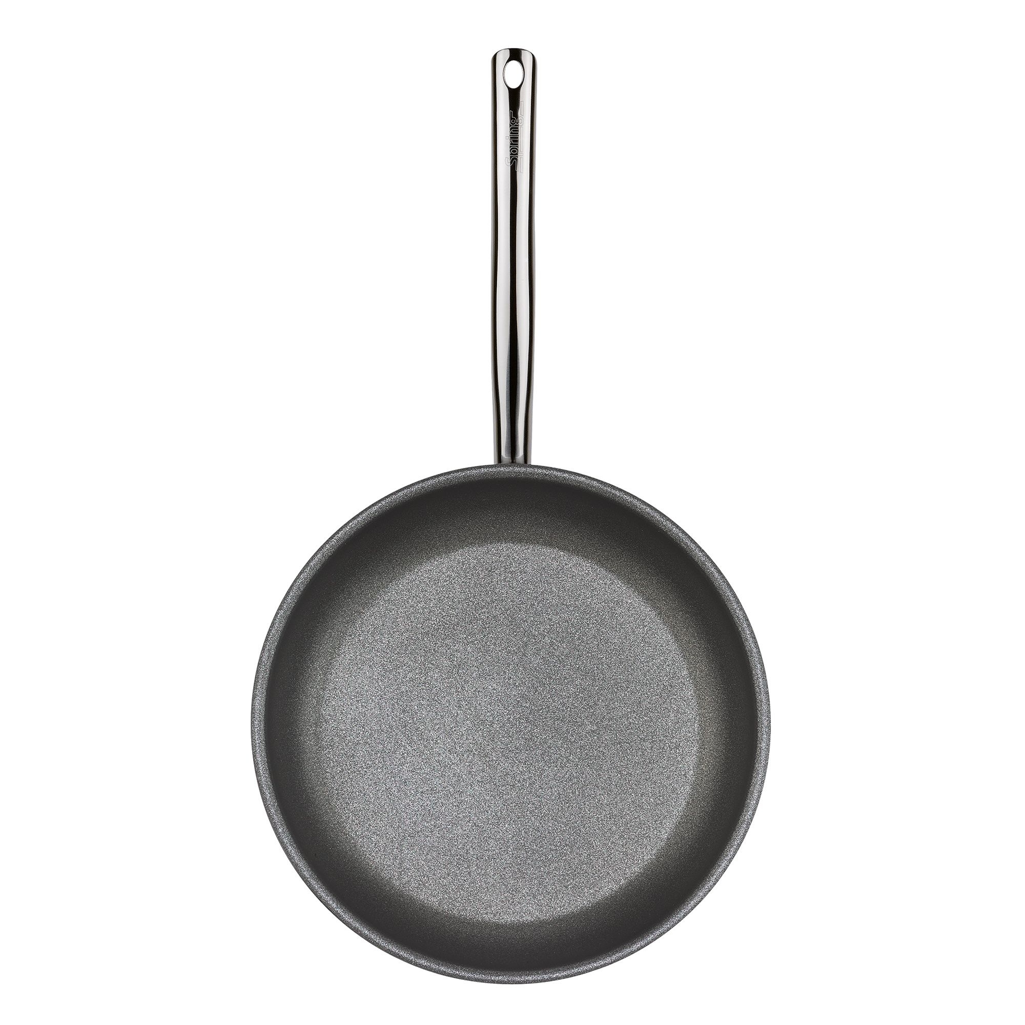 Non-stick frying pan with stainless steel handle, black surf