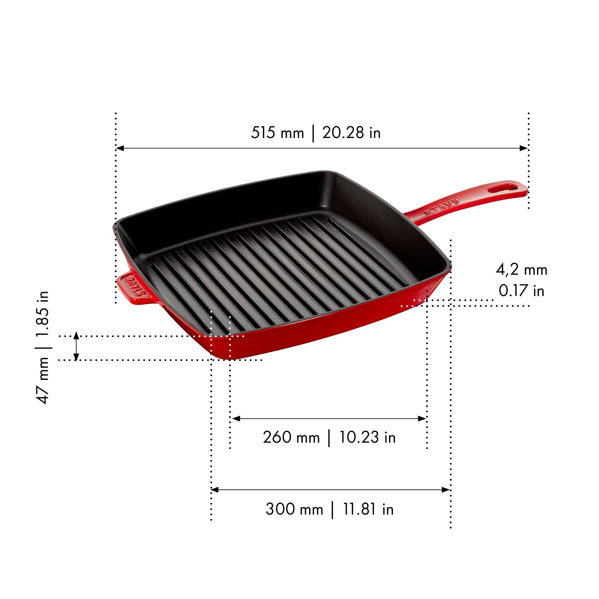 STAUB - grill pan | square | 30 cm | Red STAUB - grill pan | square | 30 cm | Red