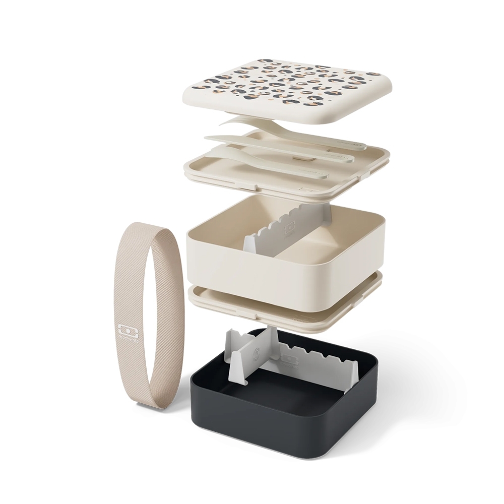monbento Flex Bento Box with Compartments and Cutlery, Leopard