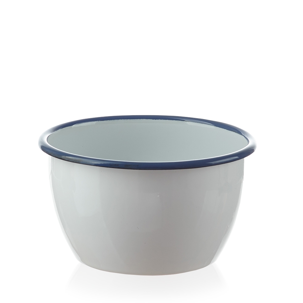 Münder Email - Salatschüssel - Weiß mit blauem Rand 14 cm Münder Email - Salatschüssel - Weiß mit blauem Rand 14 cm