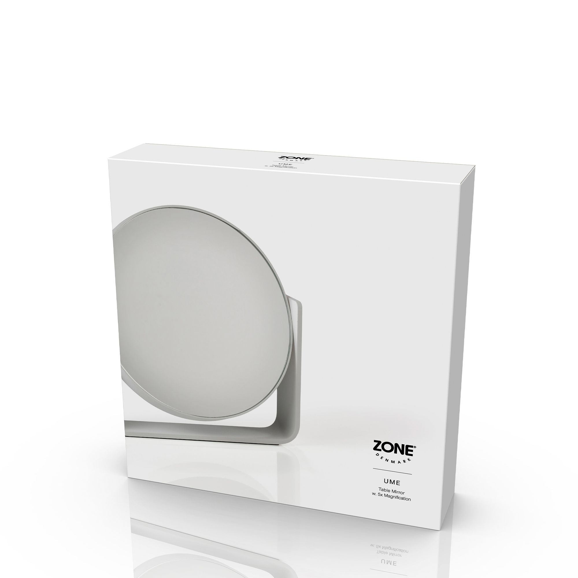 Verpackung des Zone Ume Tischspiegels in Soft Grey