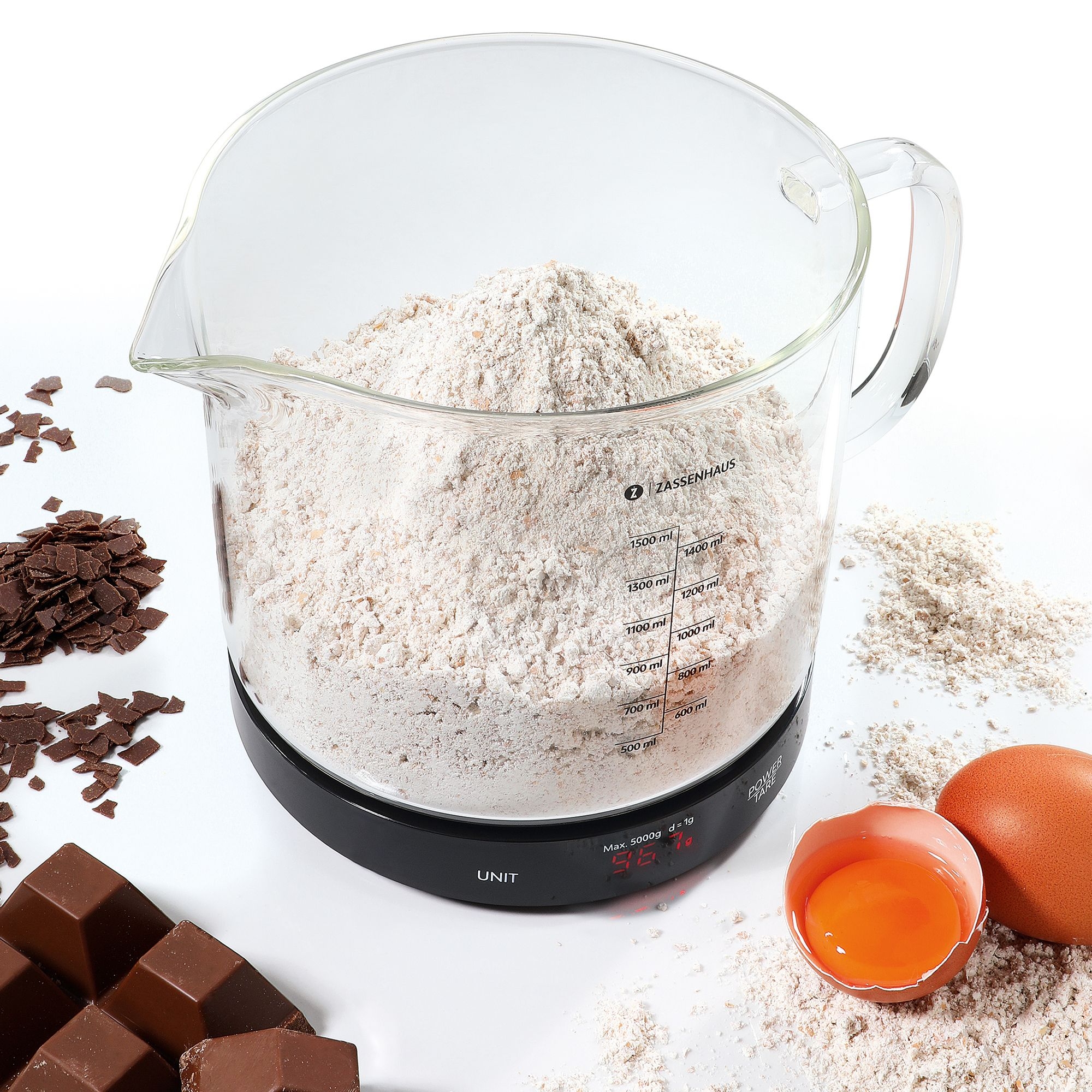 Zassenhaus - Digital Kitchen Scale BAKE with Measuring Cup - black